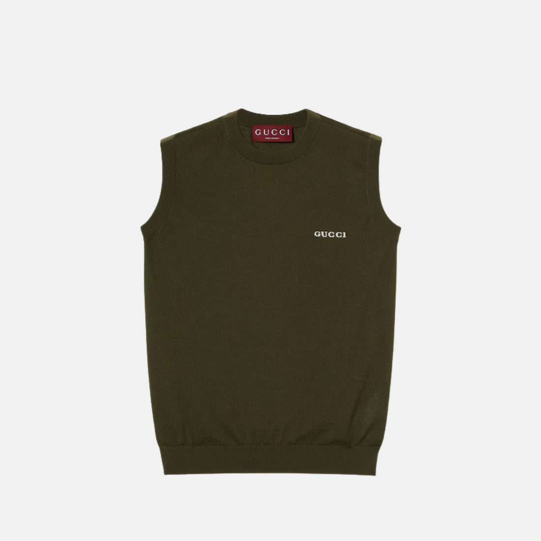 Gucci Cashmere Silk Sleeveless Top, Green, Front