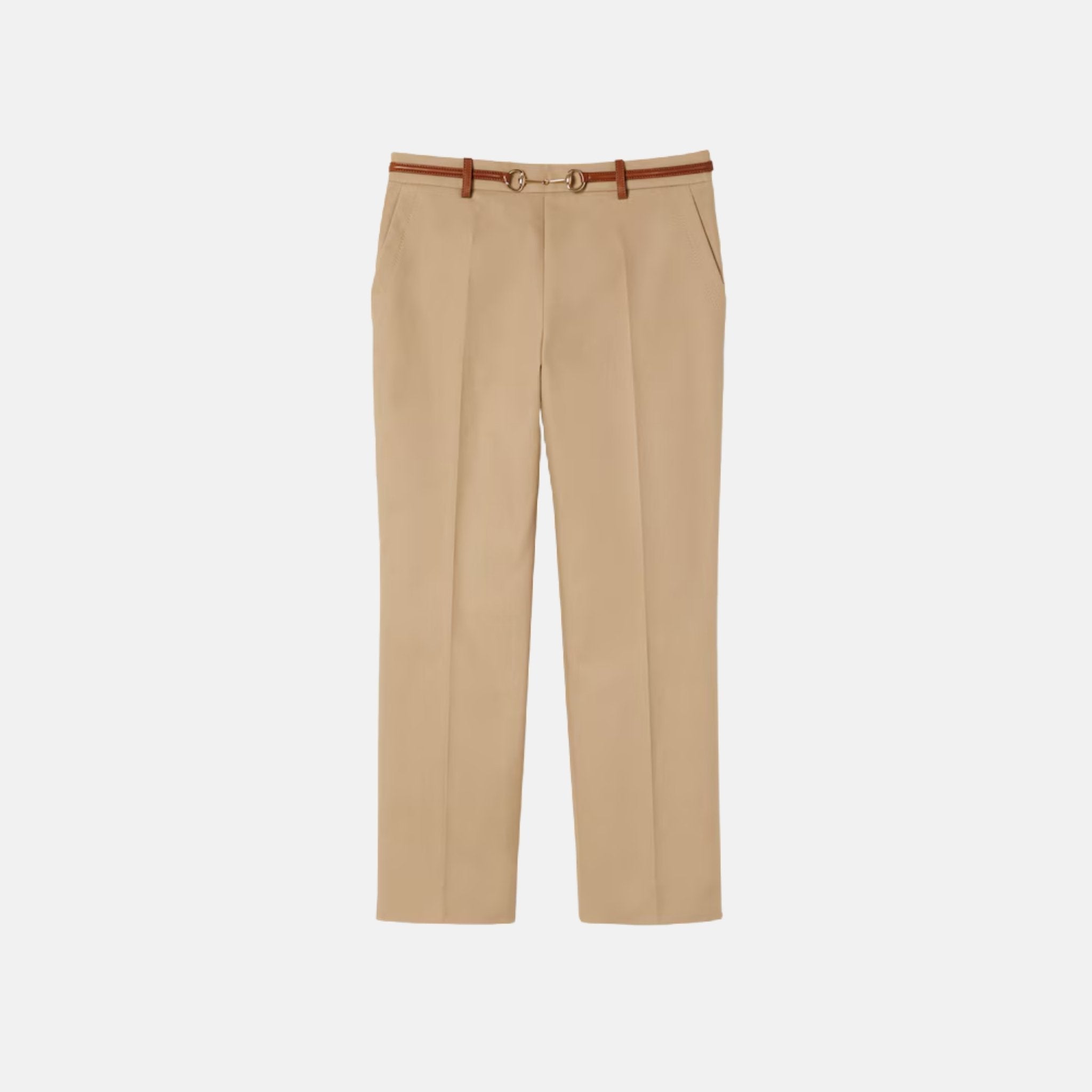 Gucci Cotton Drill Trousers With Horsebit, Front