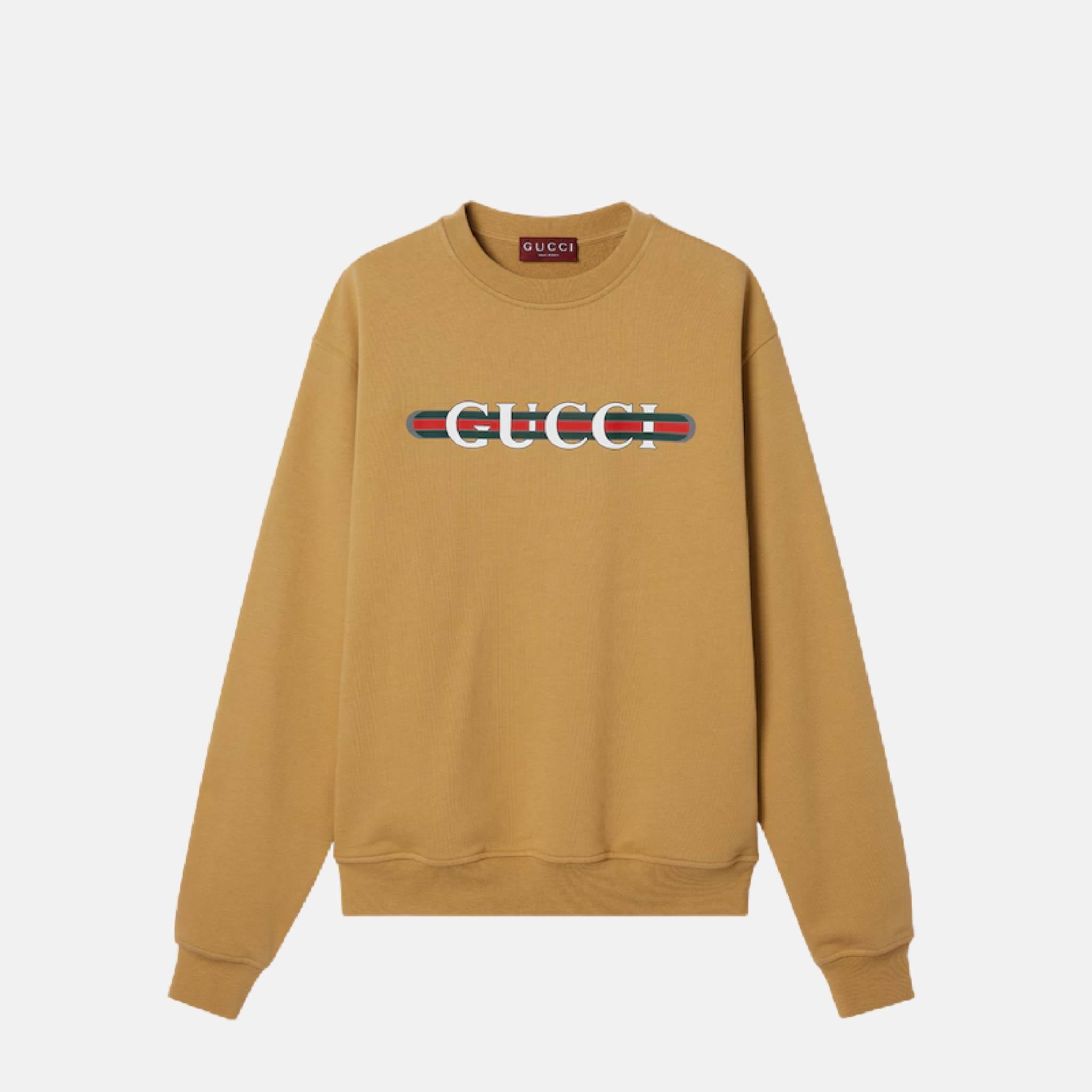 Gucci Cotton Jersey Sweatshirt With Web Print, Front