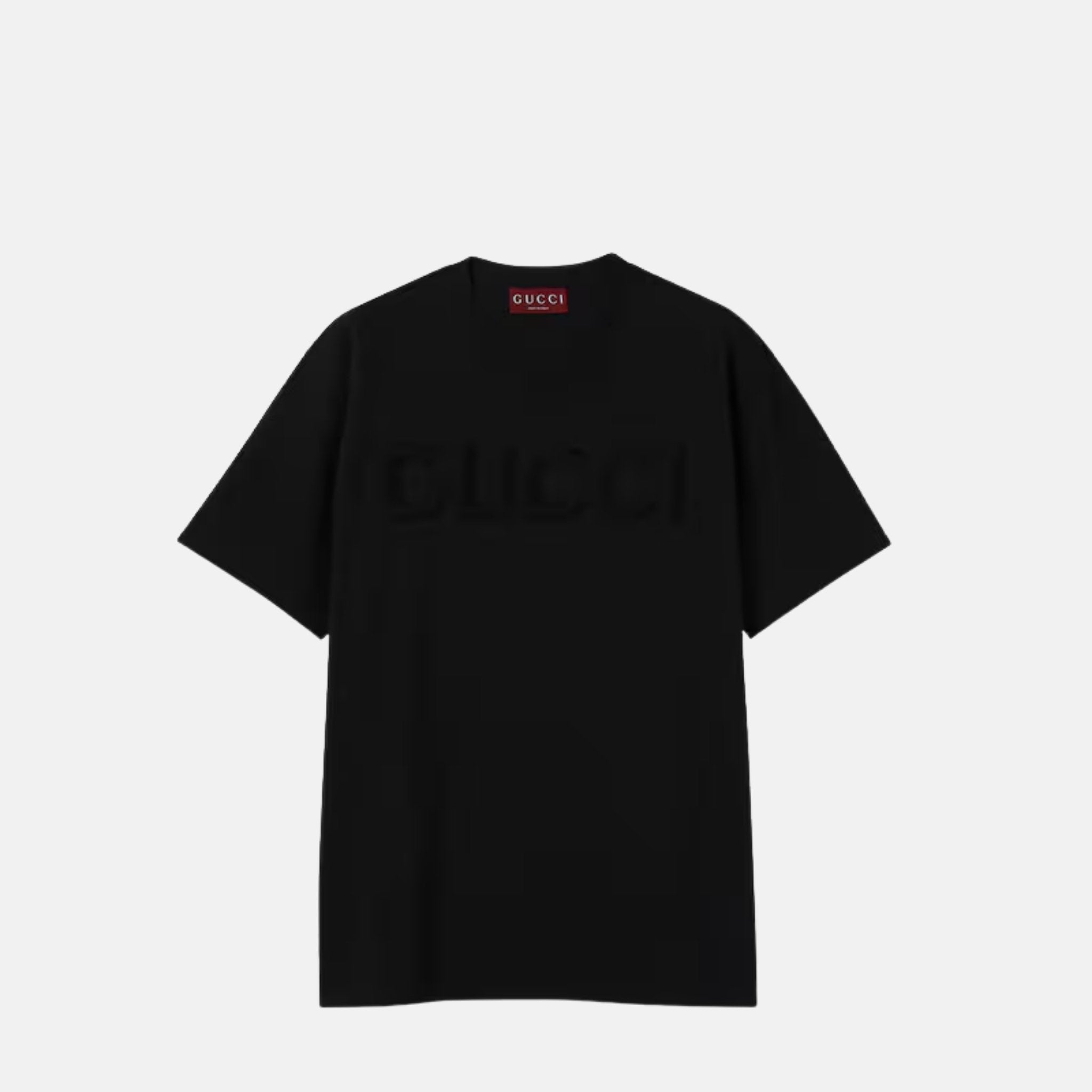 Gucci Cotton Jersey T Shirt With Embroidery, Black, Front