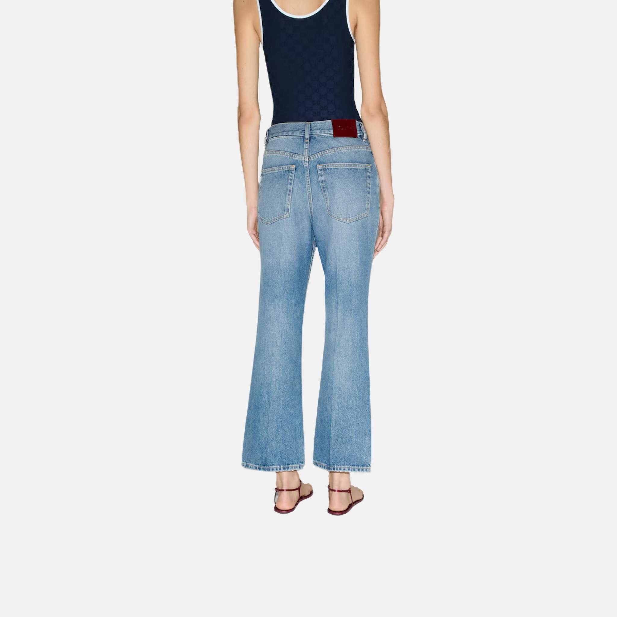 Gucci Cropped Flared Denim Trousers, Back