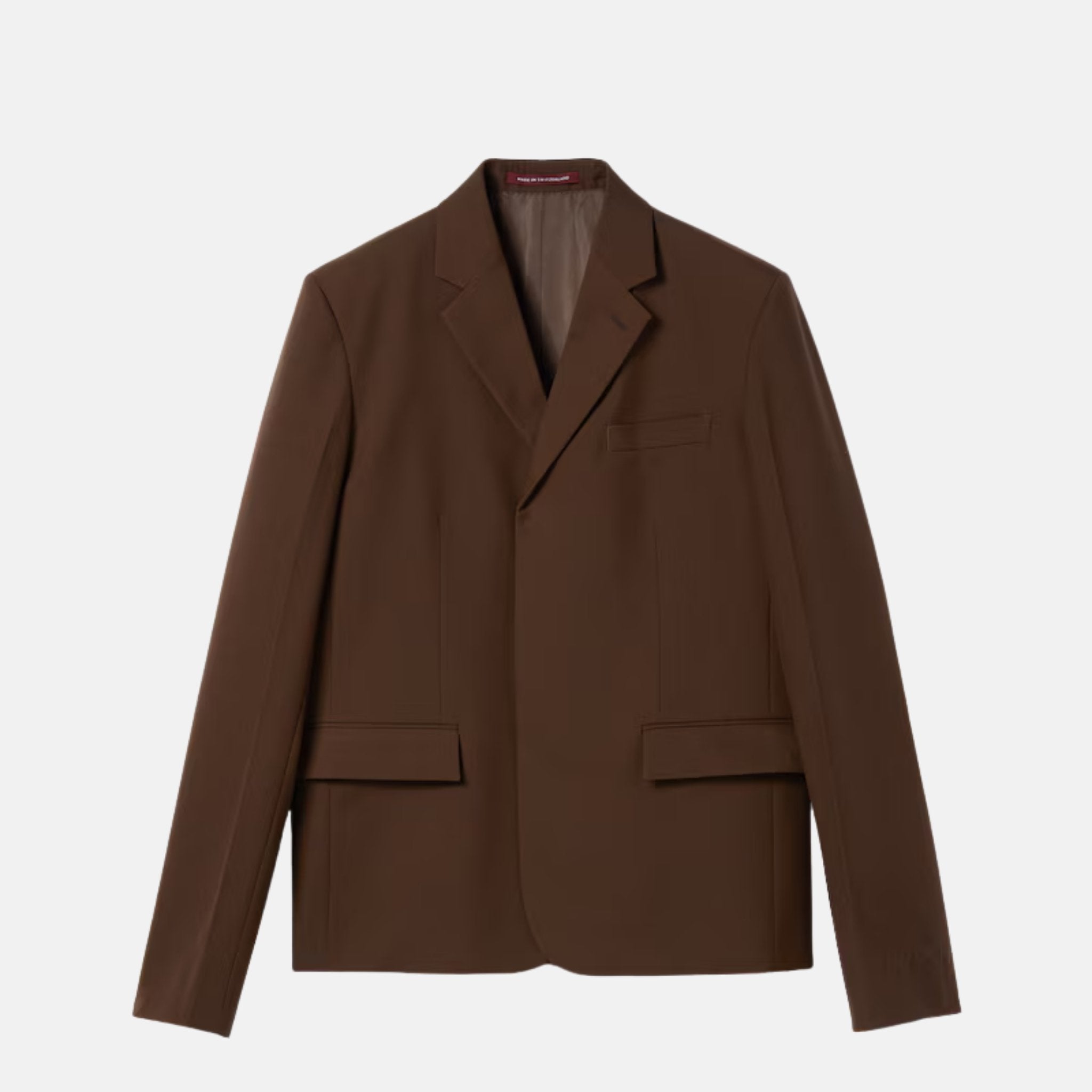 Gucci Embossed Wool Gabardine Jacket, Brown, Front