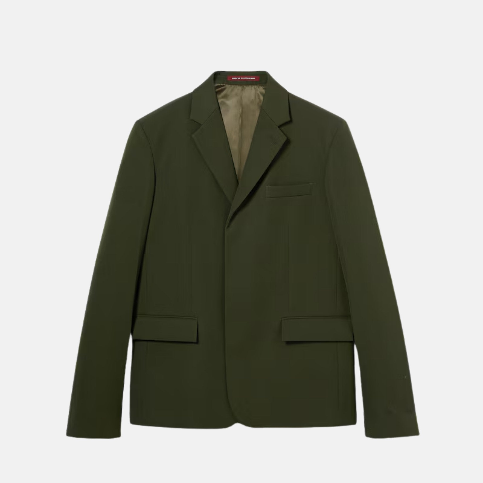 Gucci Embossed Wool Gabardine Jacket, Green, Front