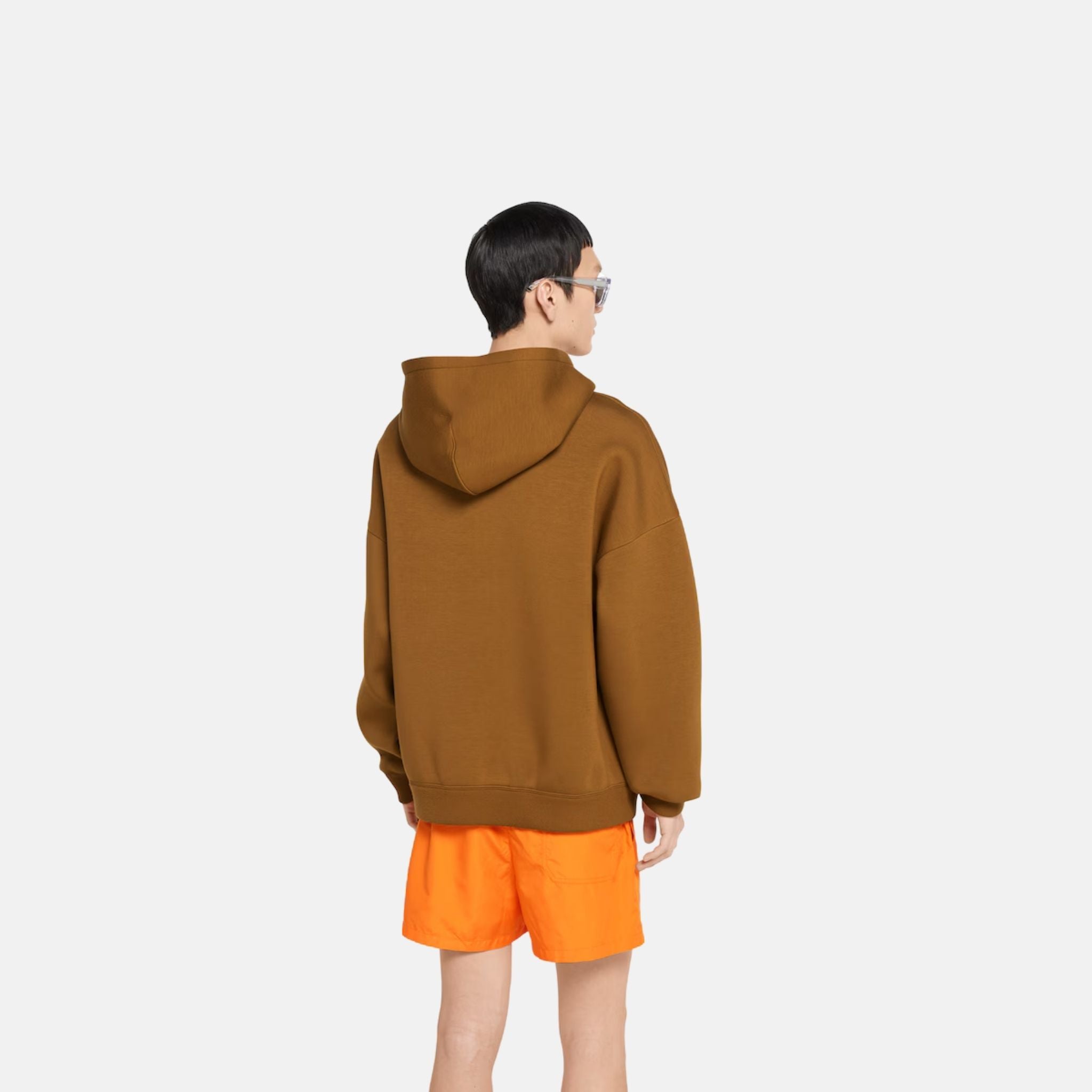 Gucci Embroidered Hooded Jersey Sweatshirt, Brown, Back