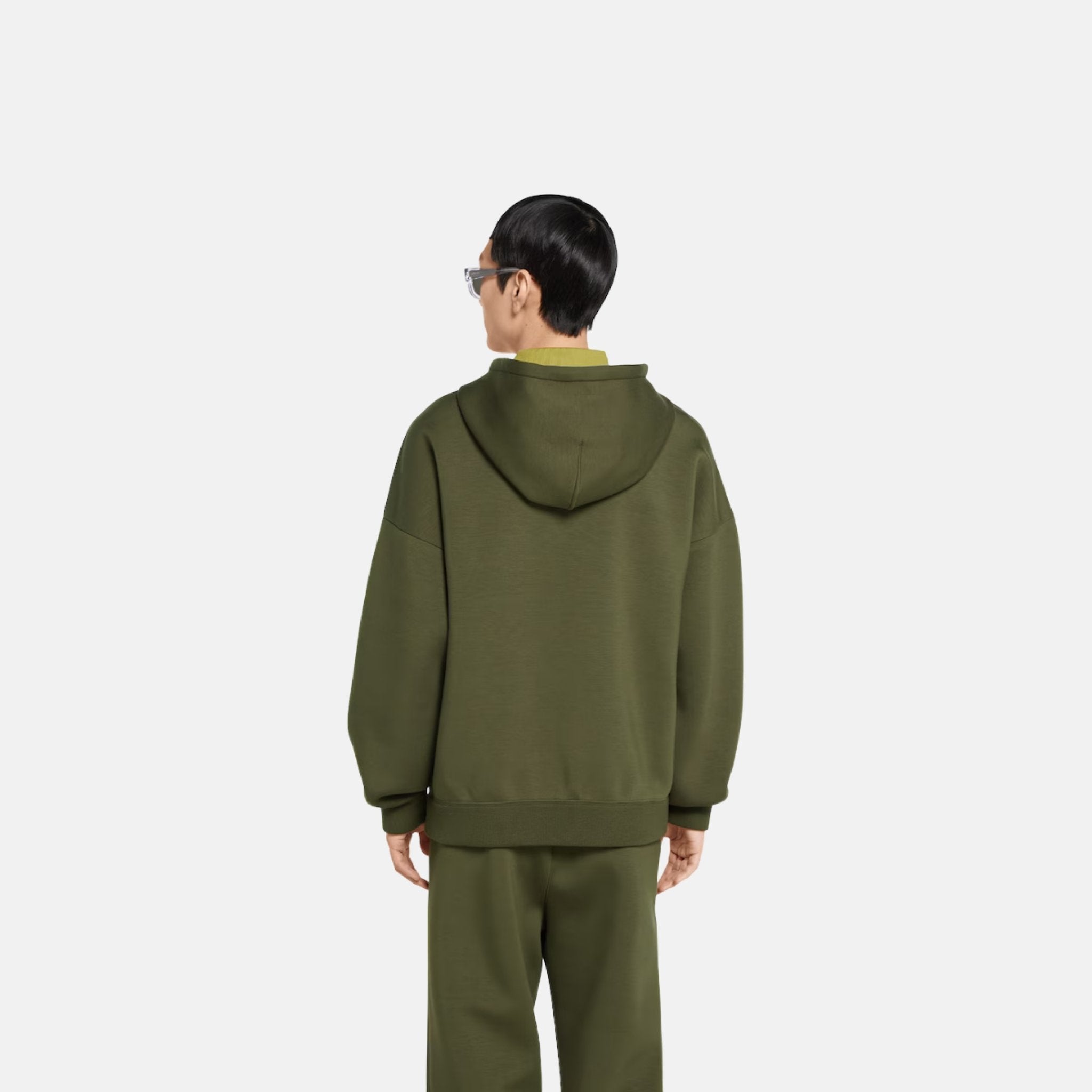 Gucci Embroidered Hooded Jersey Sweatshirt, Green, Back
