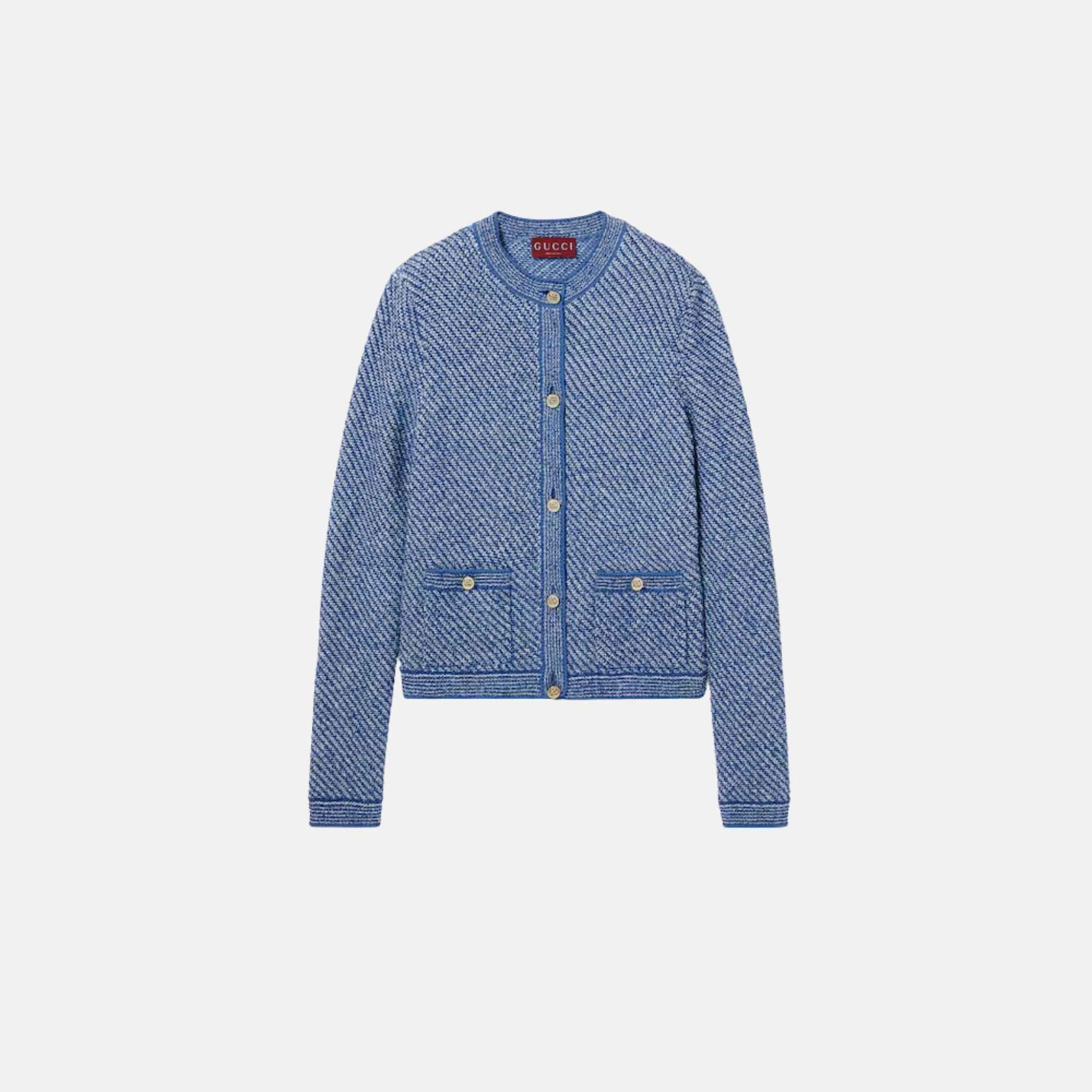 Gucci Fine Cotton Crewneck Cardigan, Front