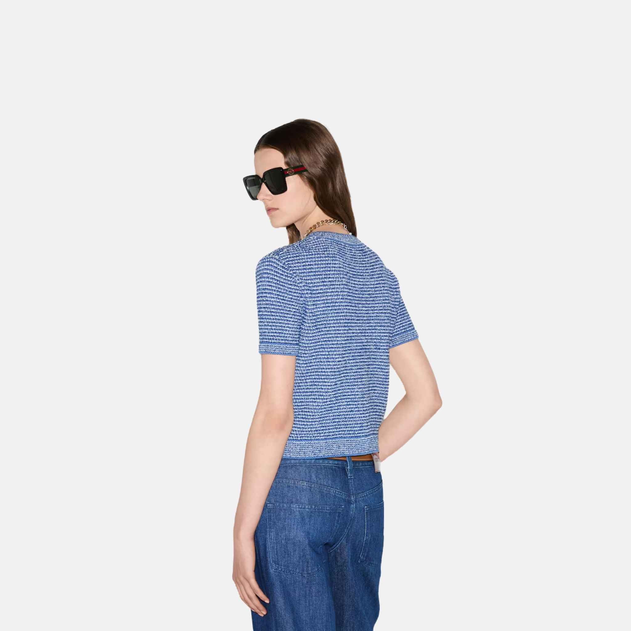 Gucci Fine Cotton Crewneck Top, Back