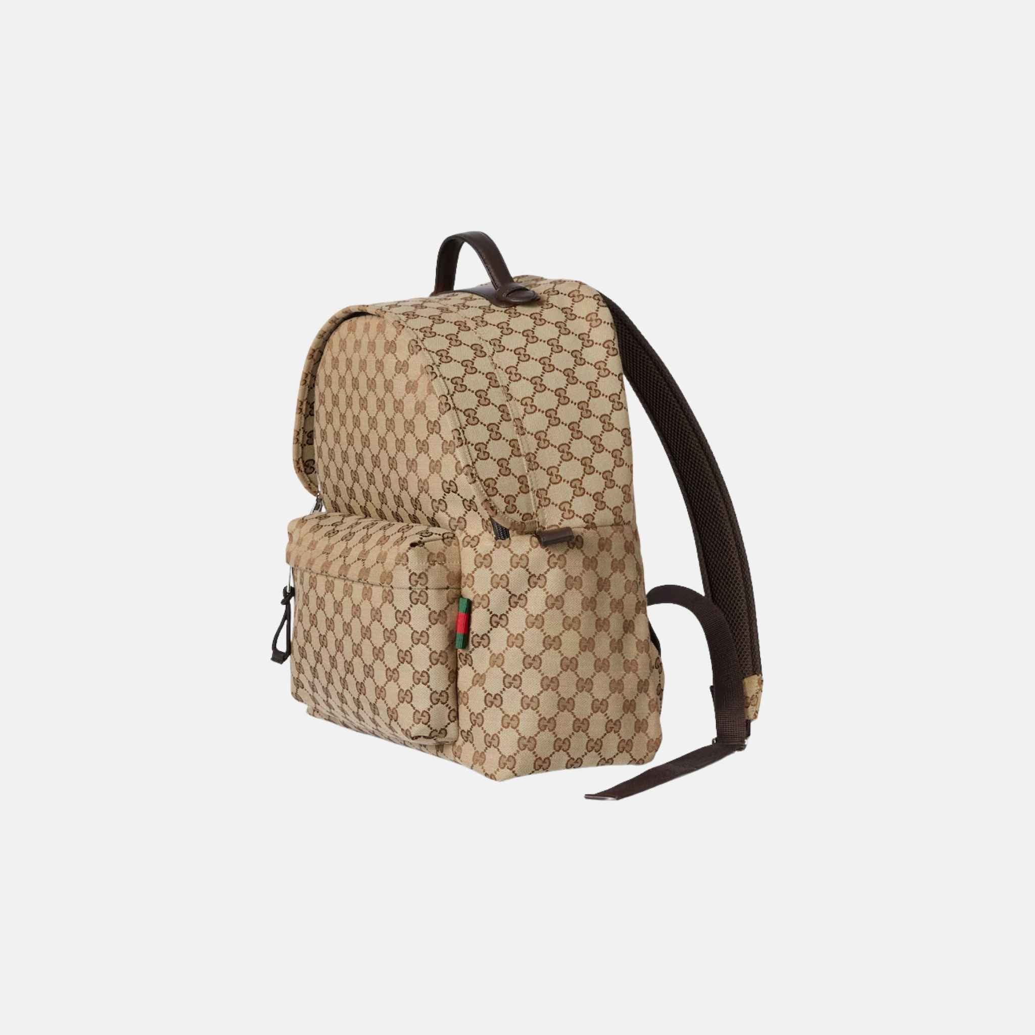 Gucci GG Canvas Medium Backpack, Beige, Side