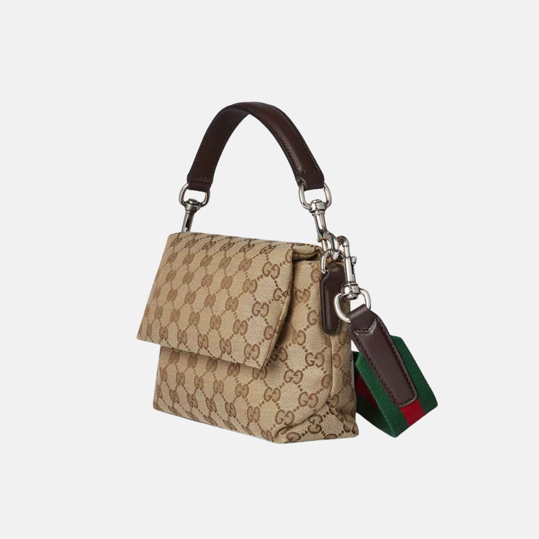 Gucci GG Canvas Small Crossbody Bag, Brown, Side