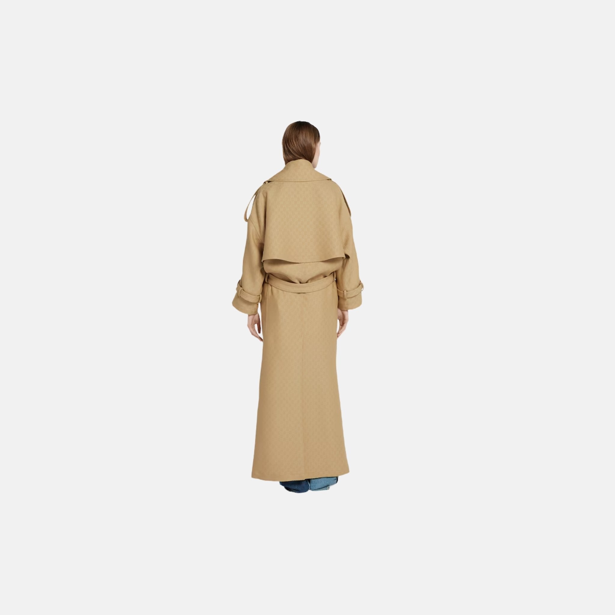 Gucci GG Crepe Silk Wool Double Breasted Coat, Back