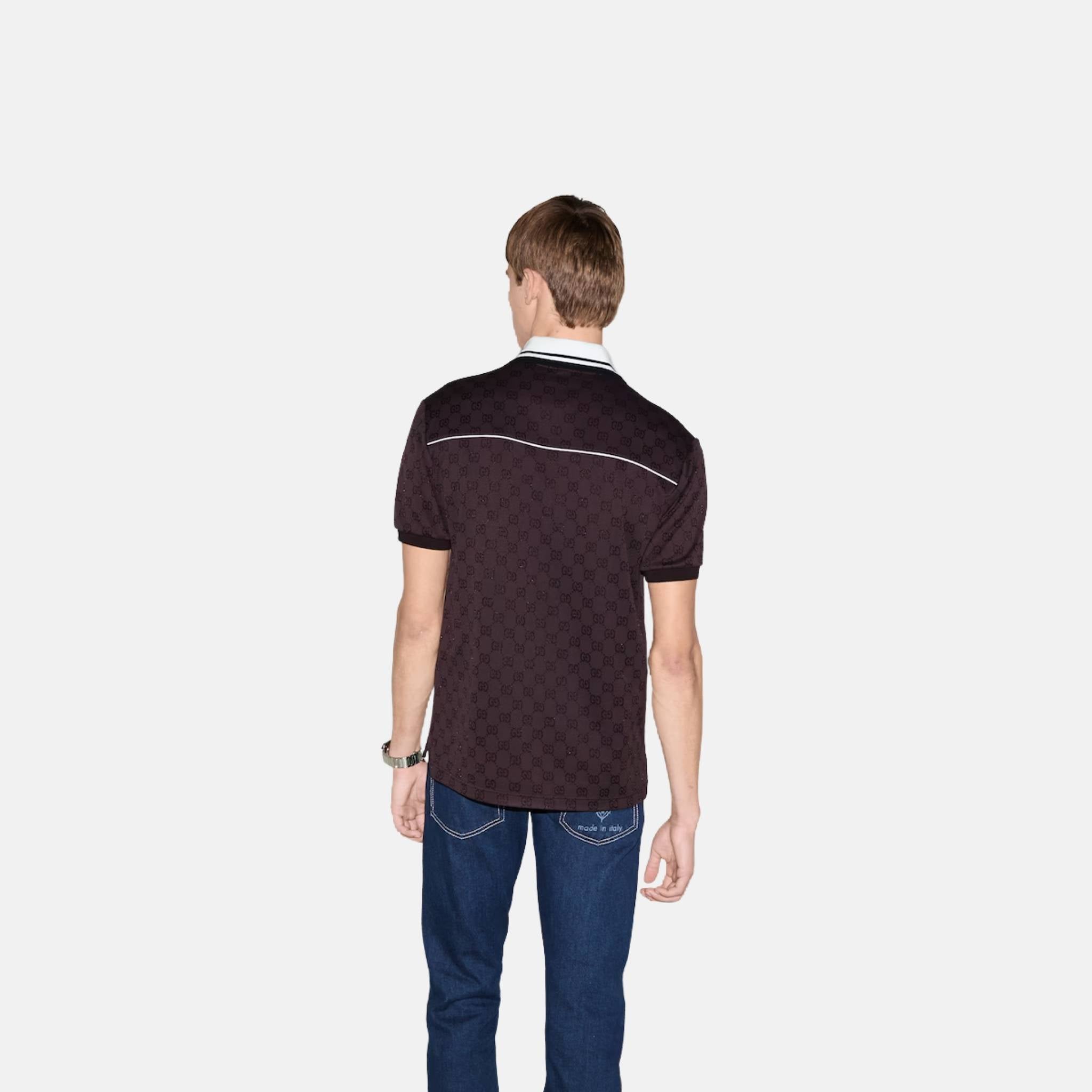 Gucci GG Nylon And Cotton Polo Shirt, Red, Back