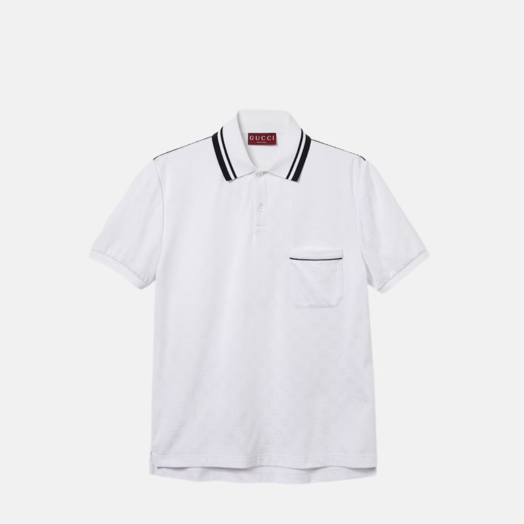 Gucci GG Nylon And Cotton Polo Shirt, White, Front