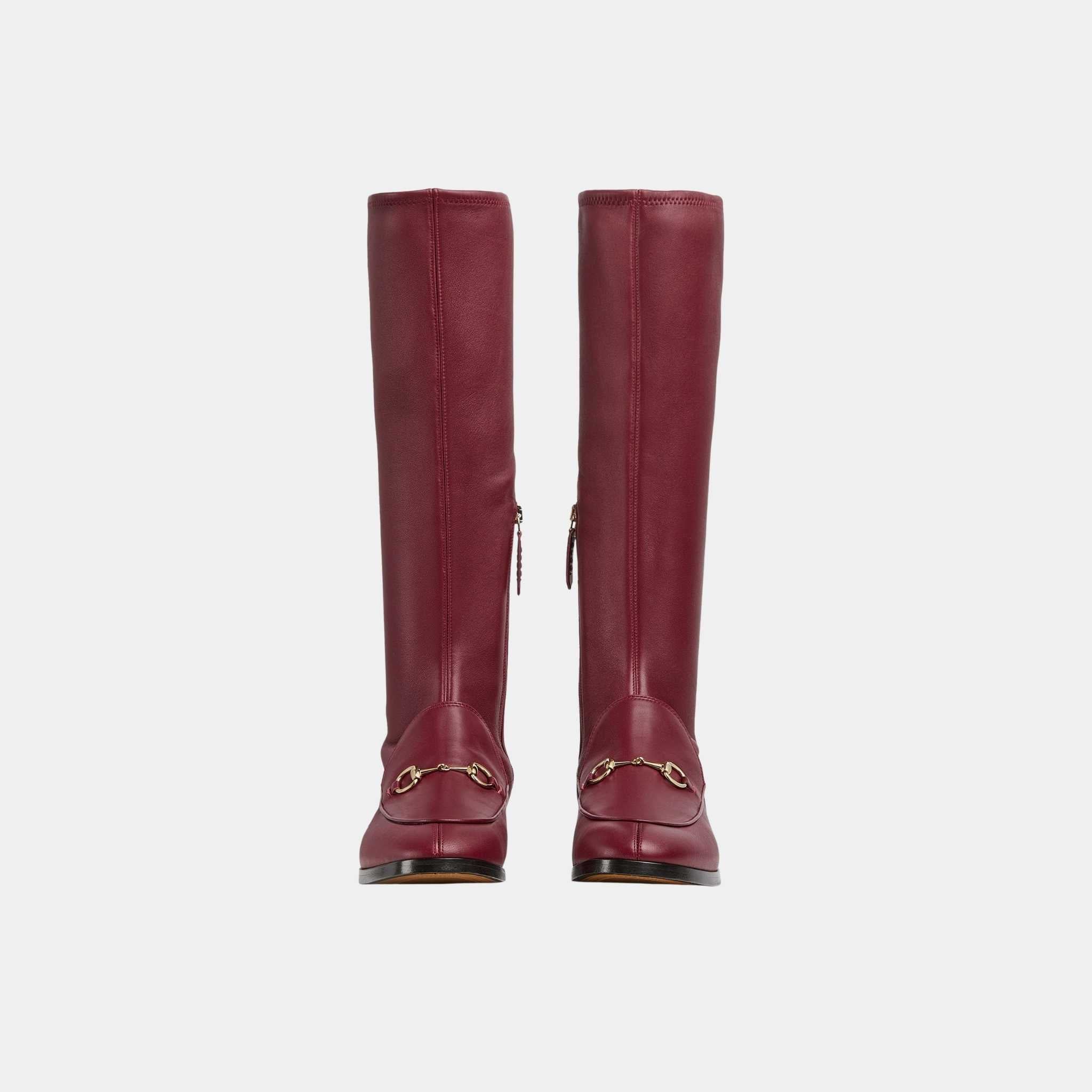 Gucci Jordaan Boot Stretch Leather, Rosso Ancora Red, Front