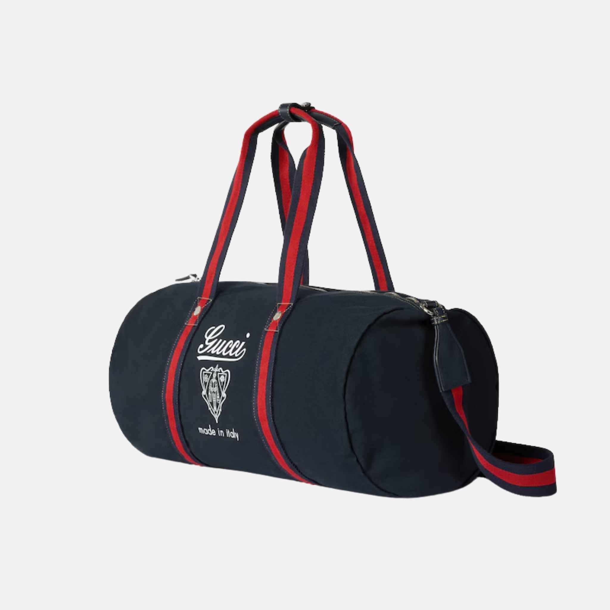 Gucci Large Printed Canvas Duffle Bag, Side