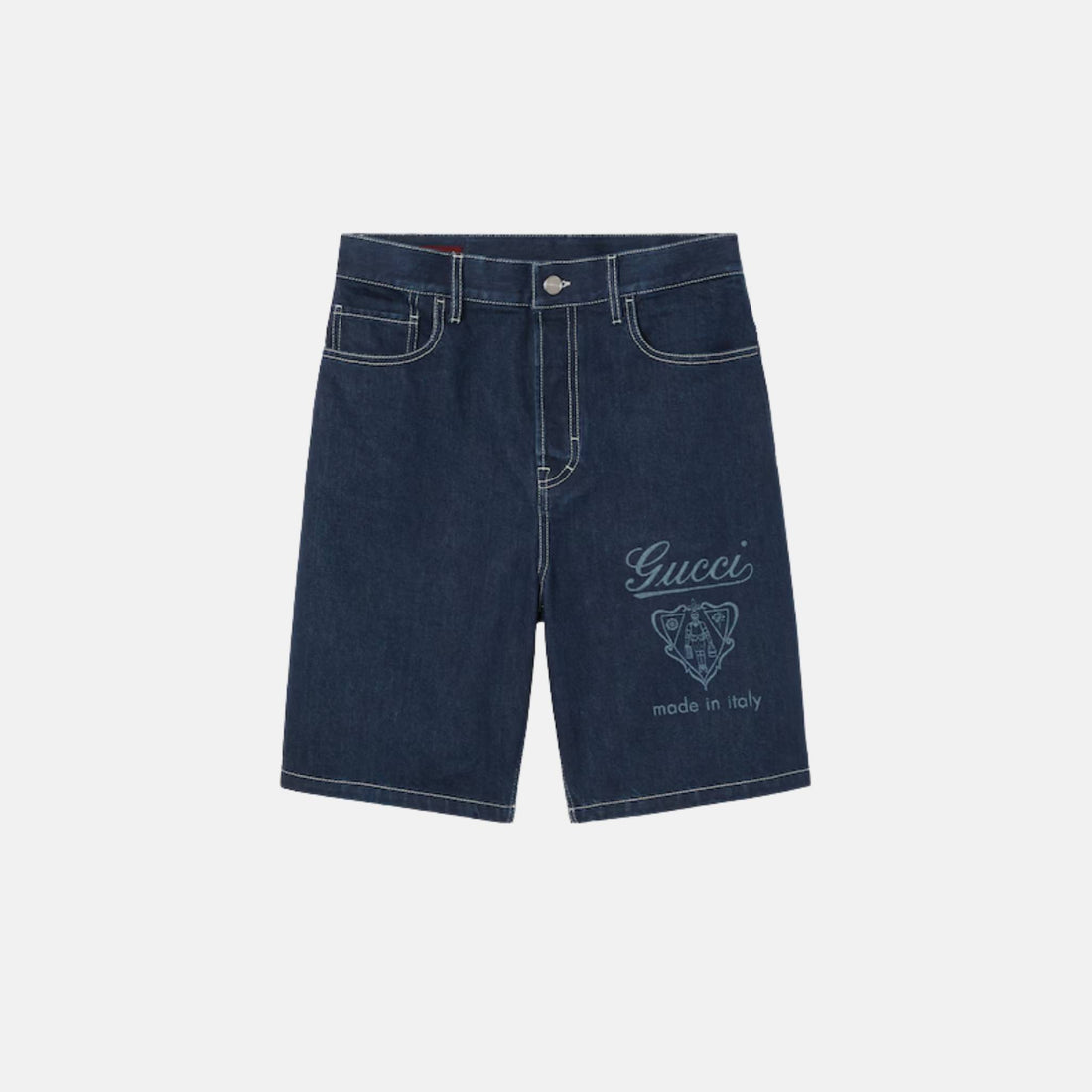 Lasered Cotton Denim Shorts