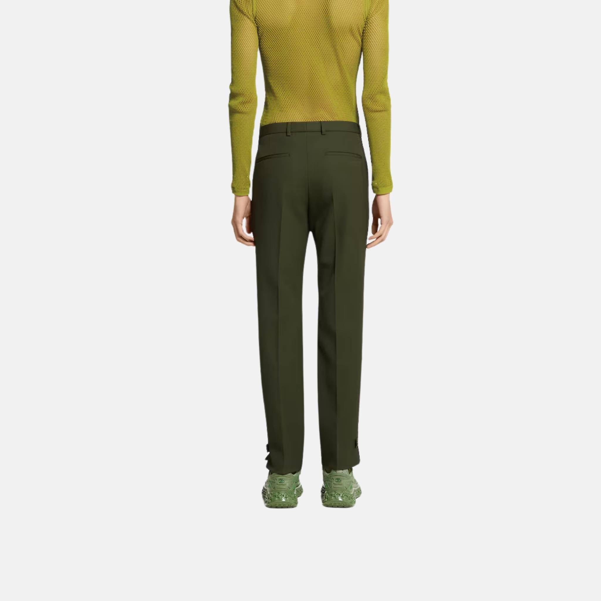 Gucci Light Wool Gabardine Pant, Green, Back