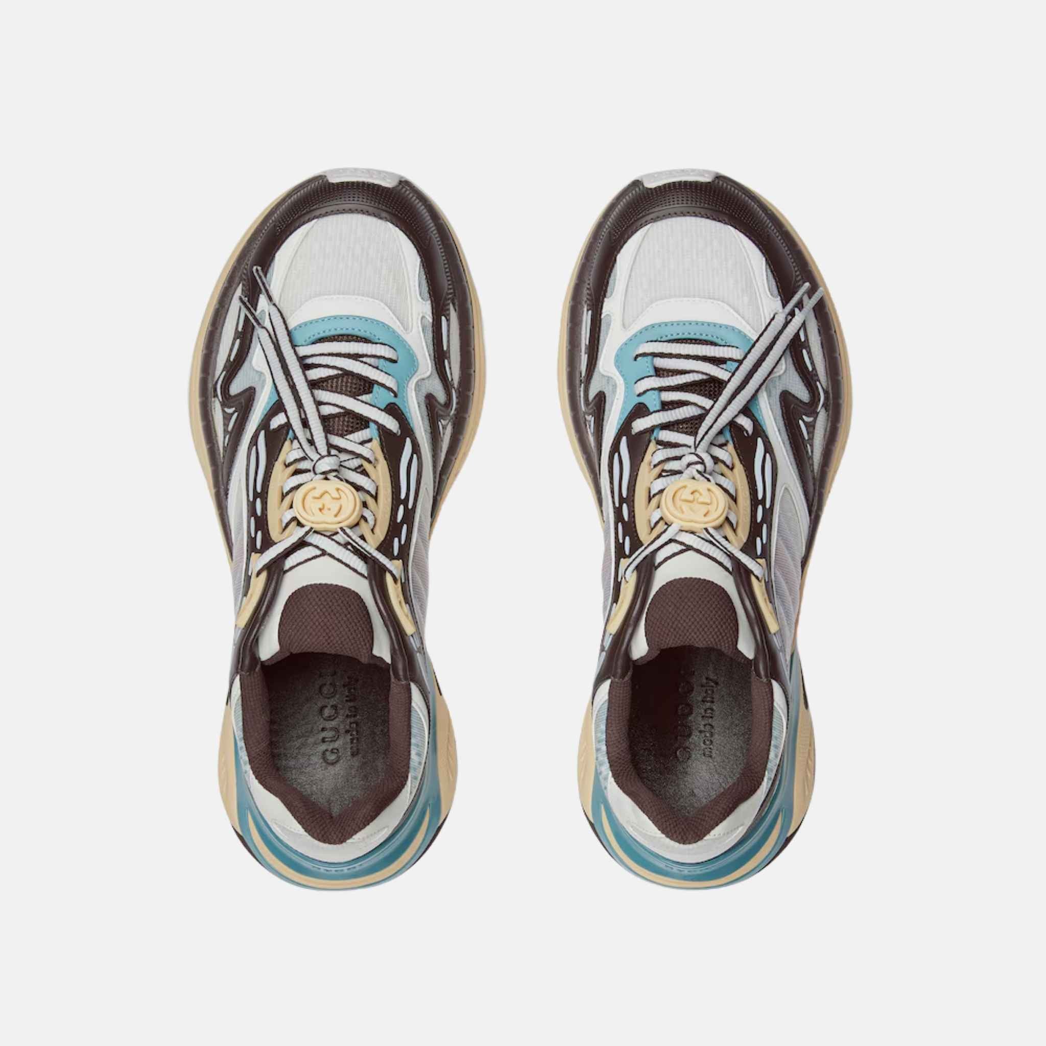 Gucci Mens 2.0 Trainer In Mesh And Leather, Grey, Top