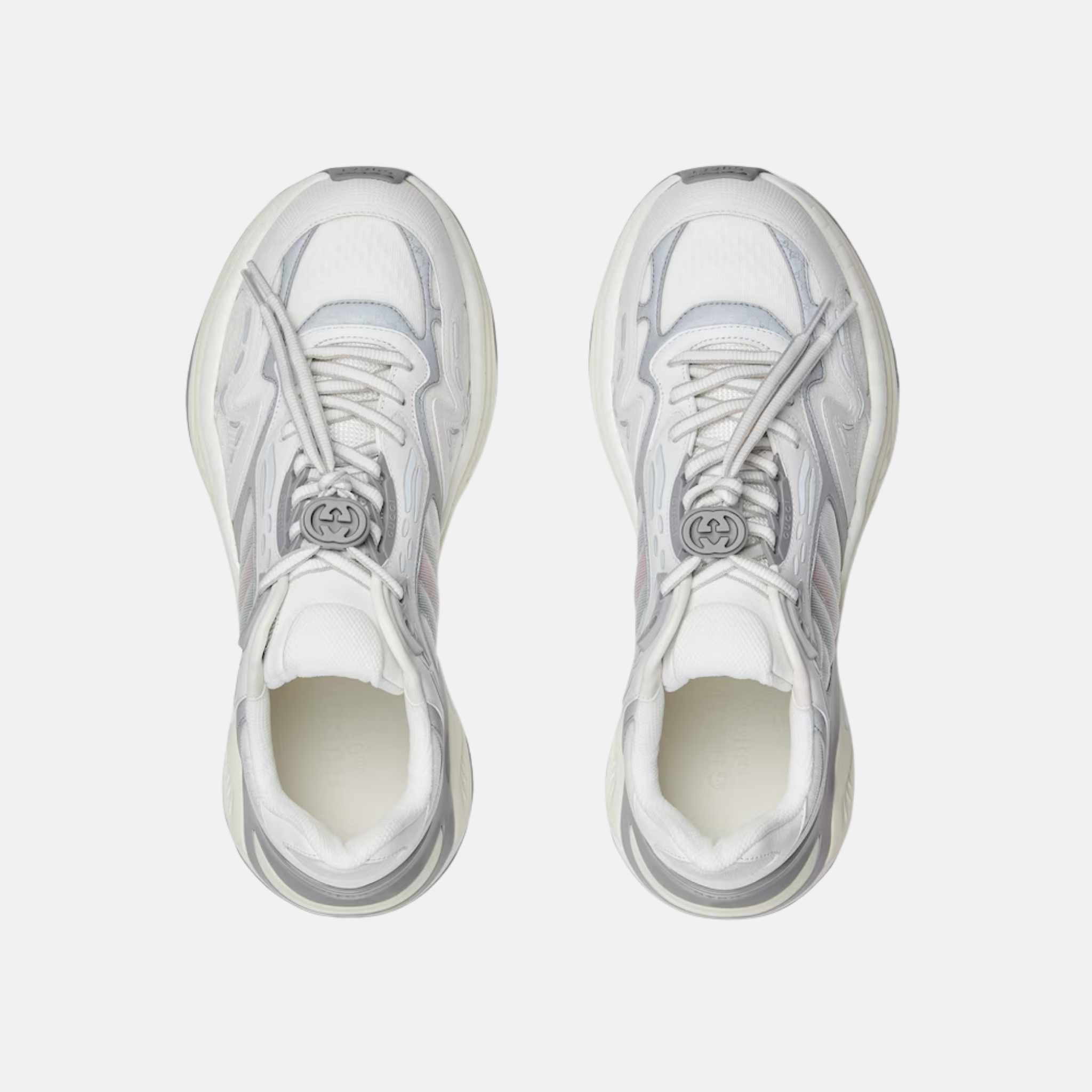 Gucci Mens 2.0 Trainer In Mesh And Leather, White, Top