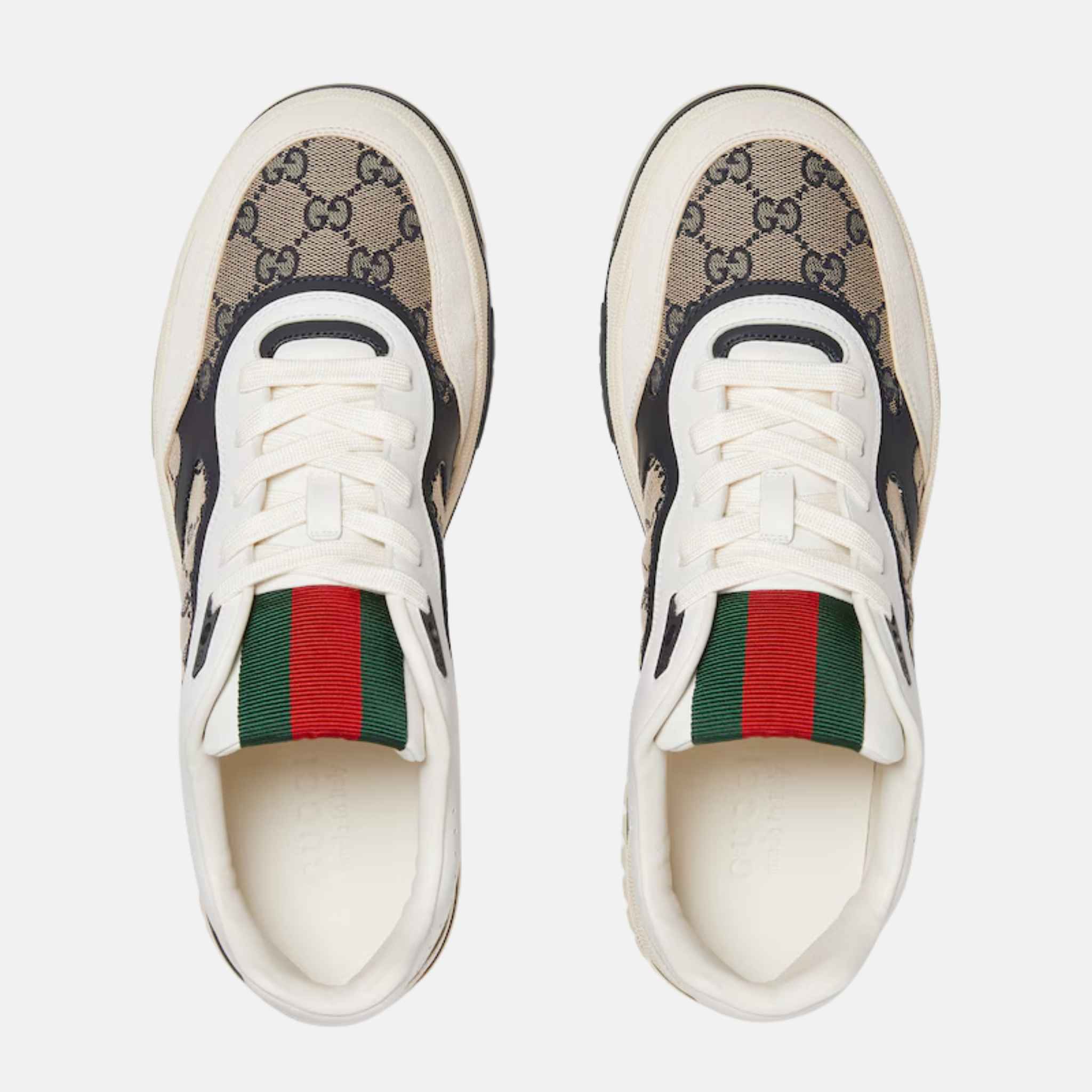 Gucci Mens Re Web Trainer In GG Canvas, Blue, Top