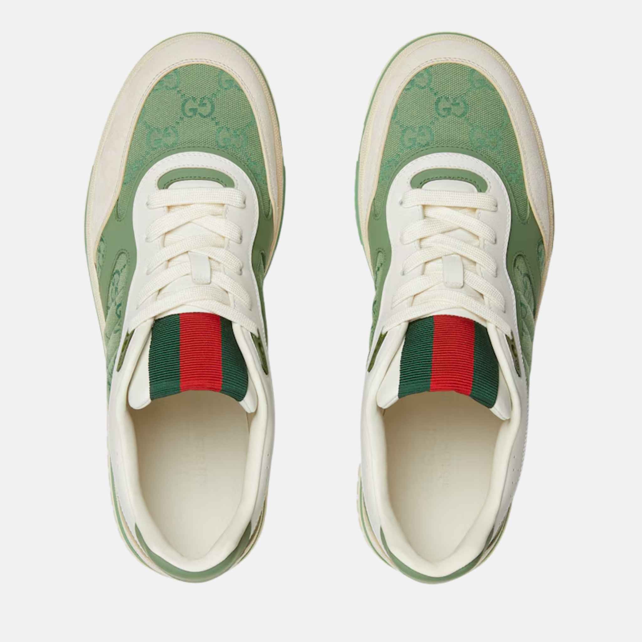 Gucci Mens Re Web Trainer From The Spring Summer 2025 Collection, Green, Top