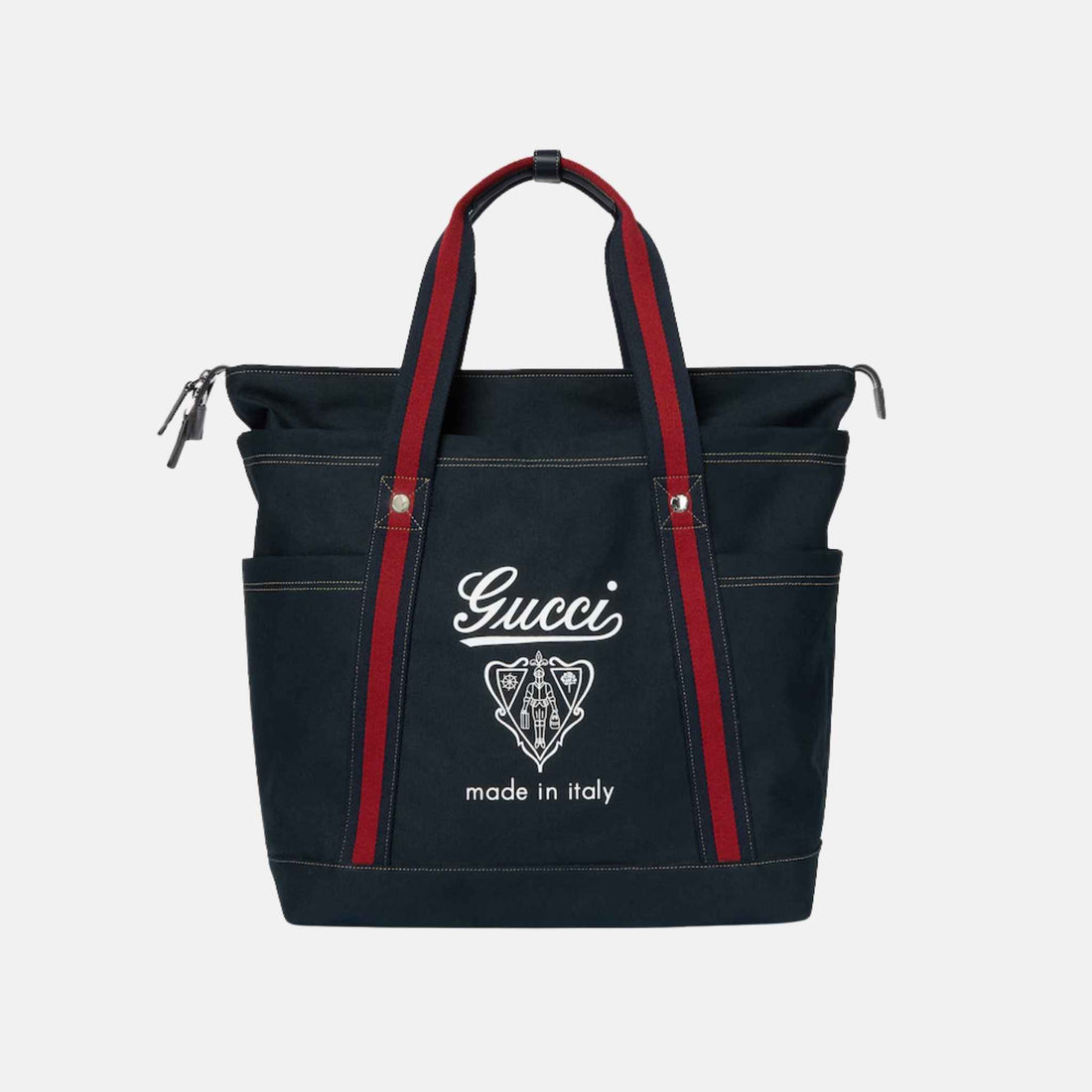 Gucci Printed Canvas Large Tote Bag, Blue, Front