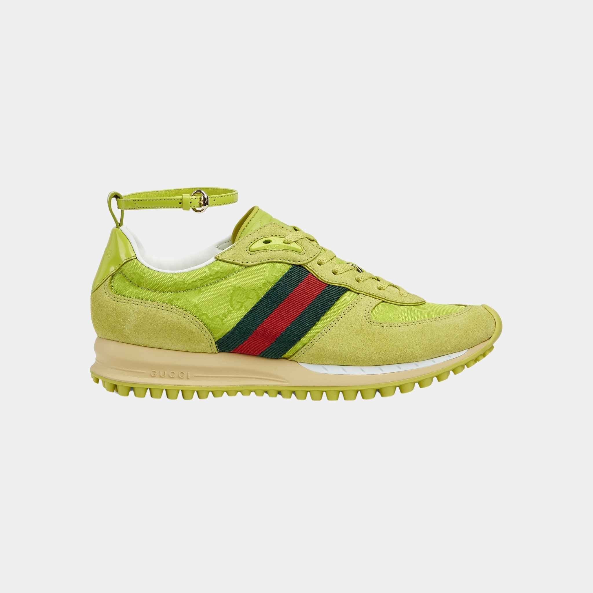Gucci Re-Motion Suede Trim Nylon Trainer, Acid Green, Side