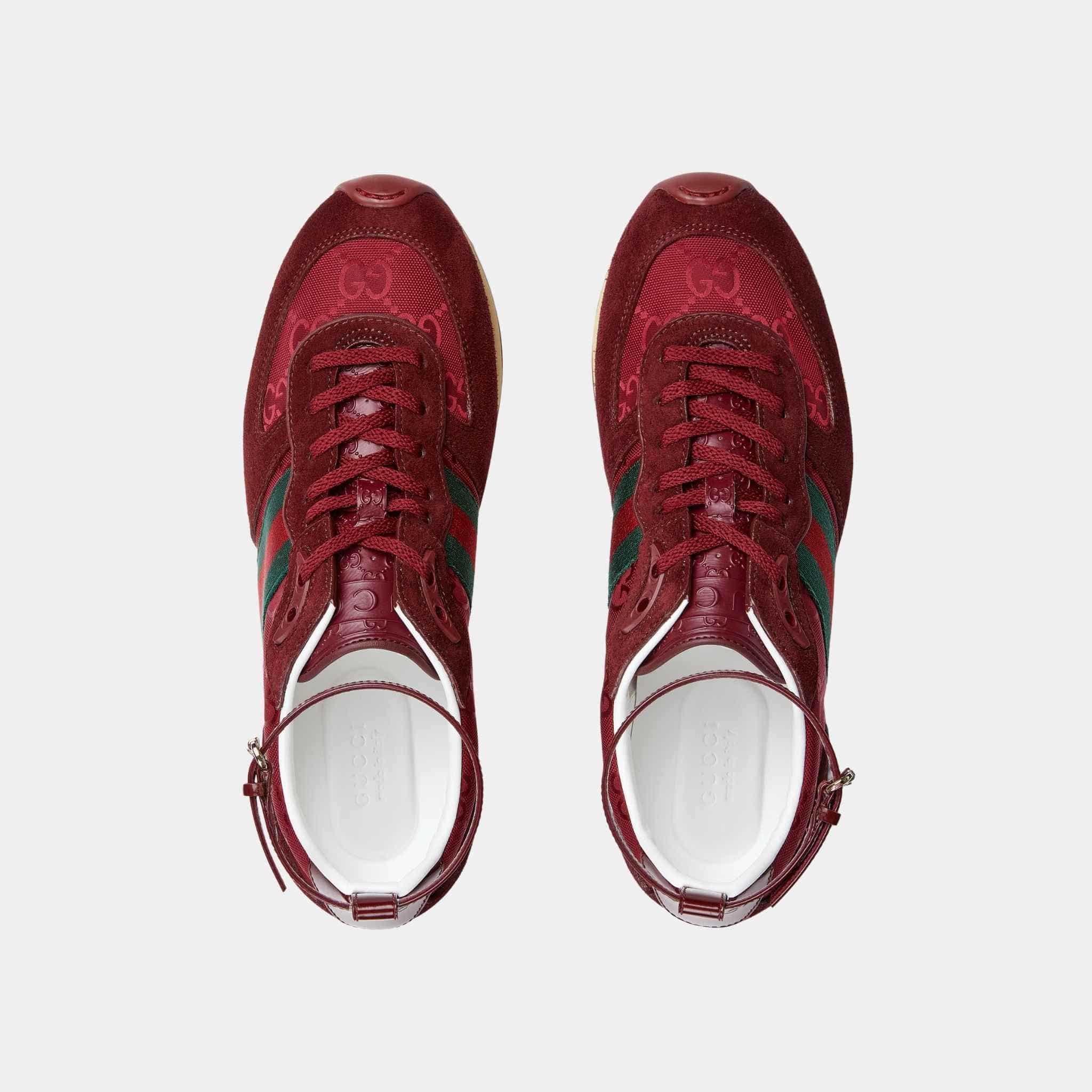 Gucci Re-Motion Suede Trim Nylon Trainer, Rosso Ancora Red, Top