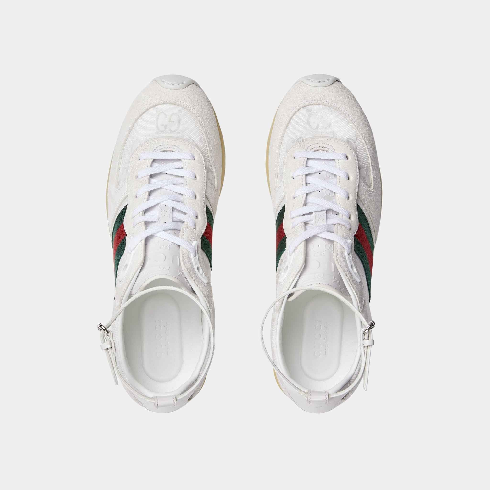Gucci Re-Motion Suede Trim Nylon Trainer, White, Top