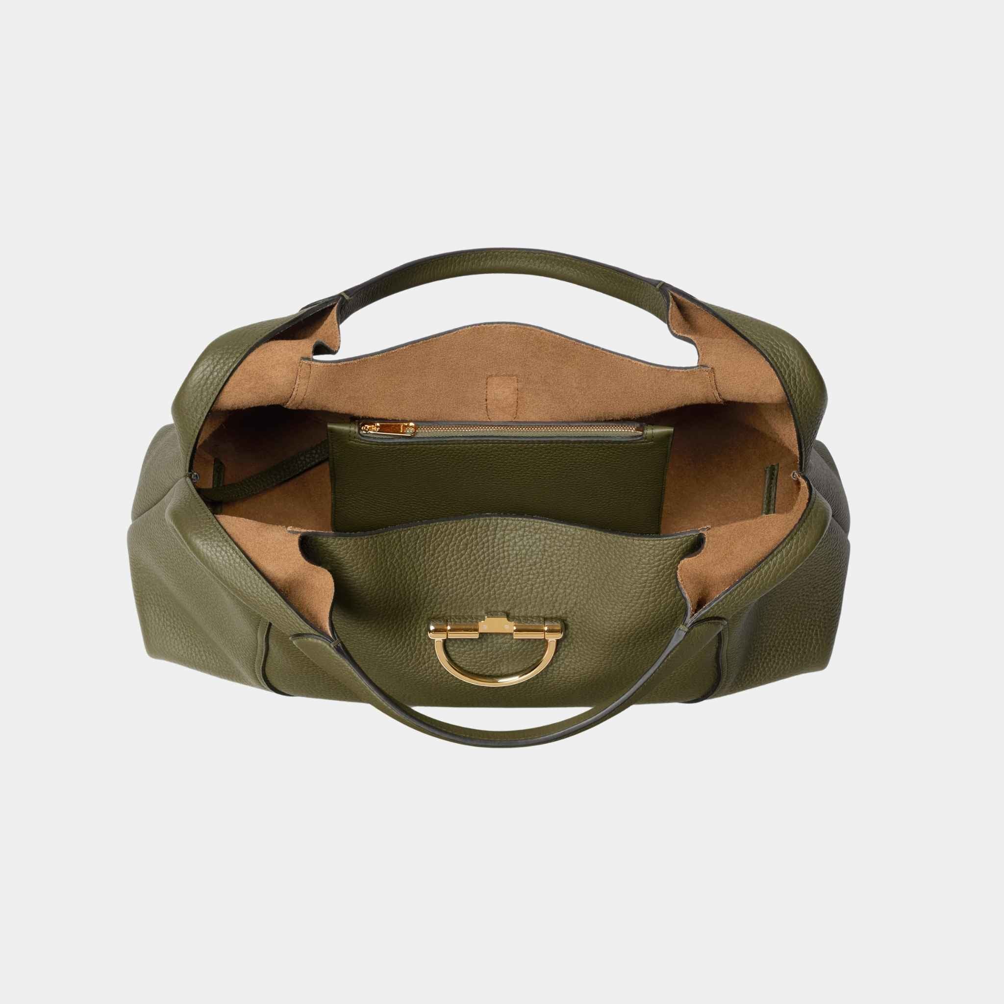 Gucci Softbit Maxi Shoulder Bag, Dark Green, Inside