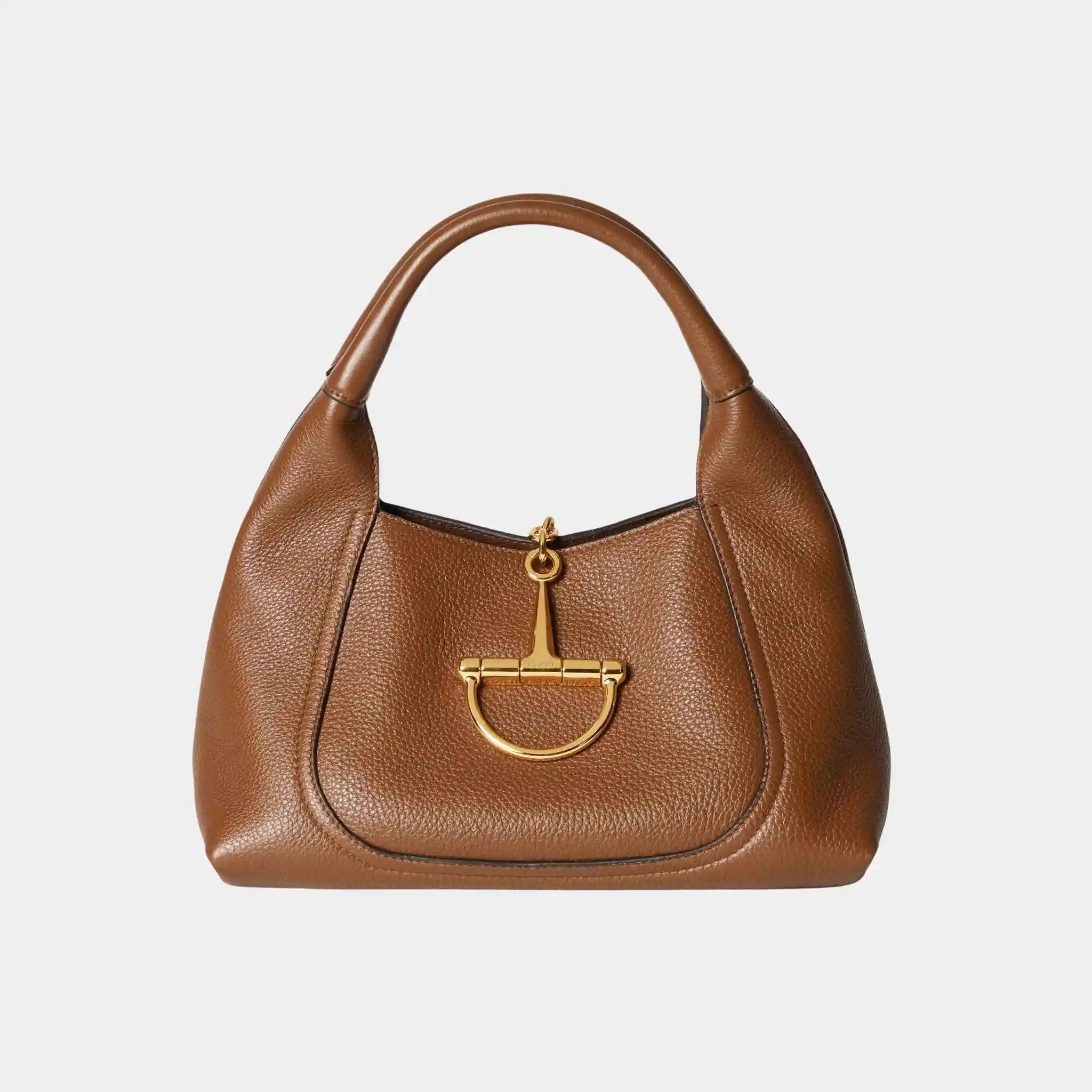 Gucci Softbit Medium Top Handle Bag, Brown, Front