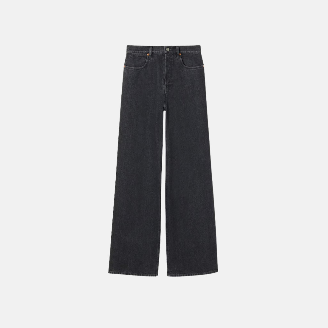 Gucci Wide Leg Denim Trousers, Black, Front
