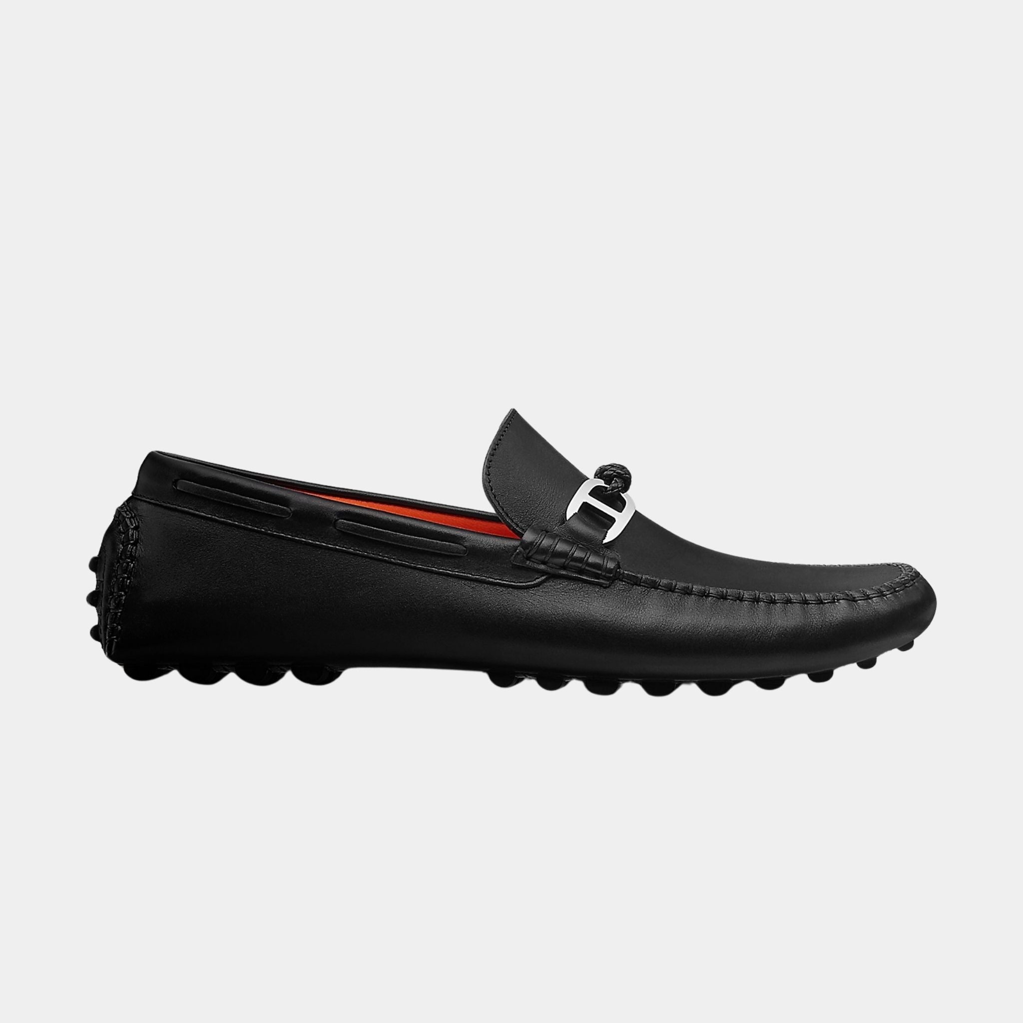 Hermes Alessandro Loafer in Calfskin with Braided Leather Cord, Side