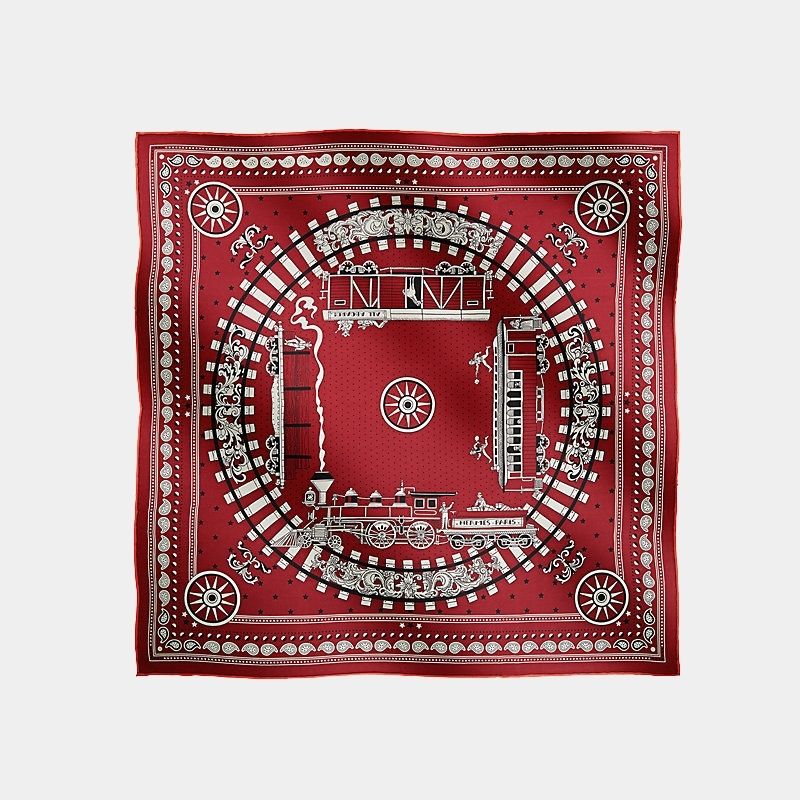 Hermes All Aboard! Bandana 55 in Silk Twill, Red
