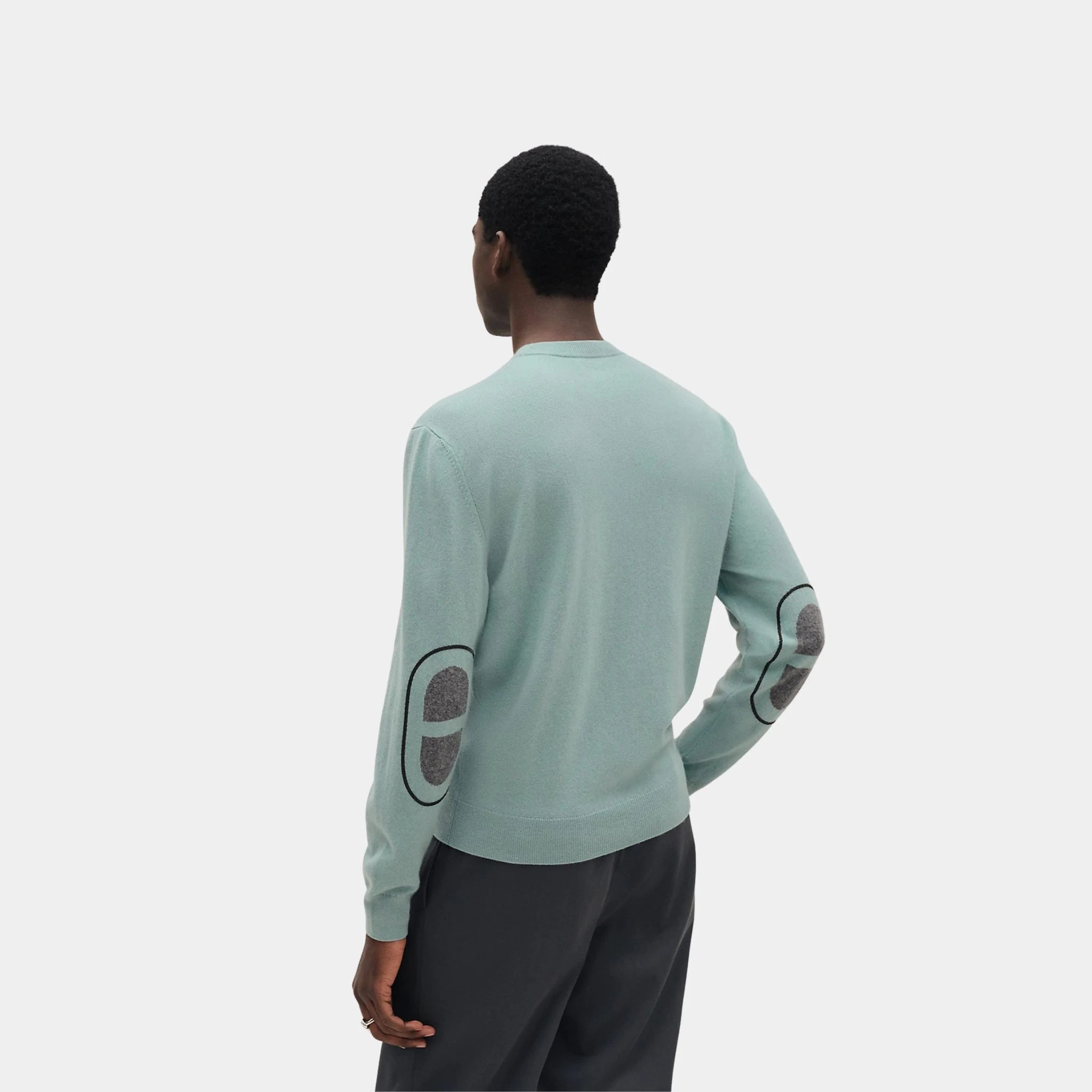 Hermes Anchor Chain Link Round Neck Sweater, Celadon, Back