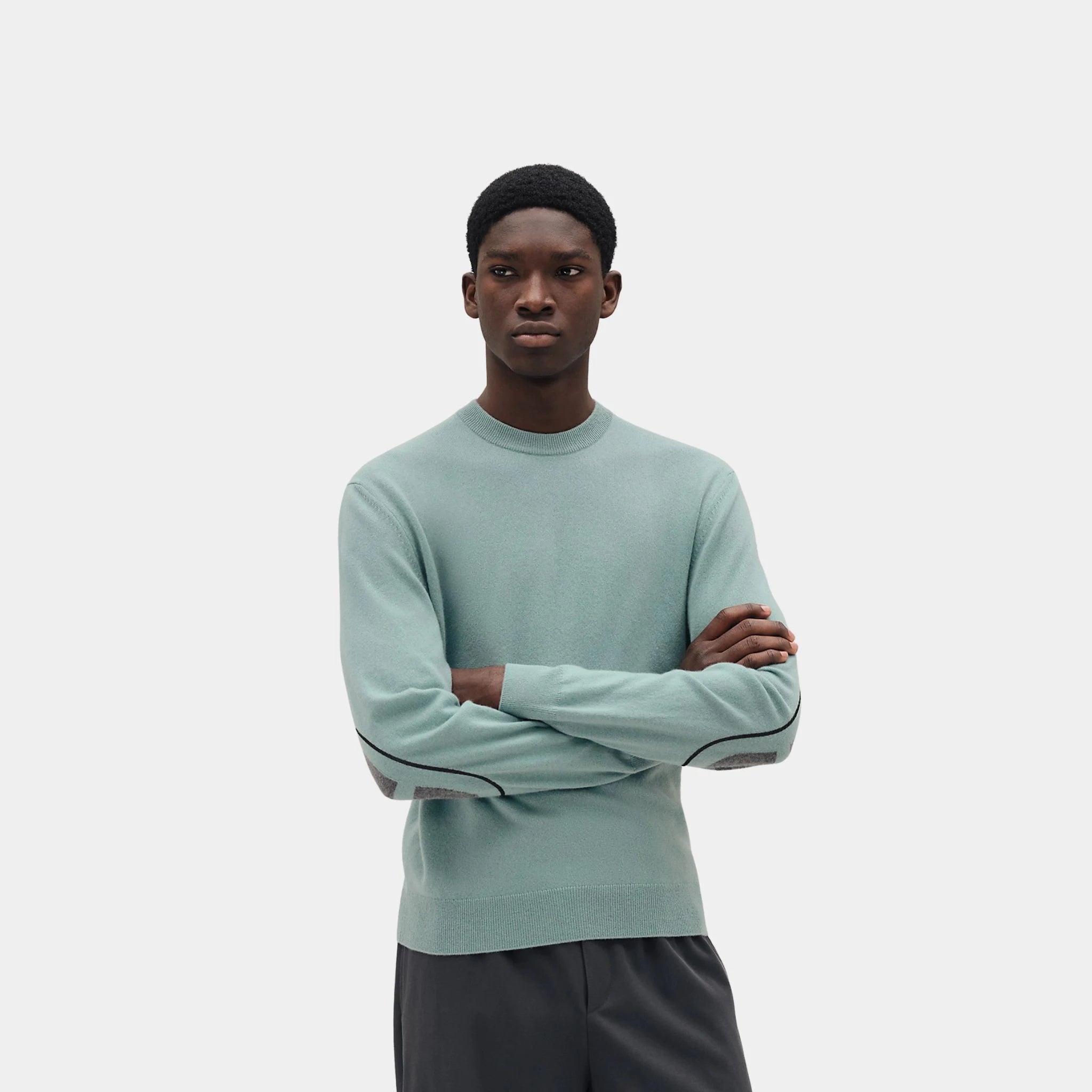 Hermes Anchor Chain Link Round Neck Sweater, Celadon, Front