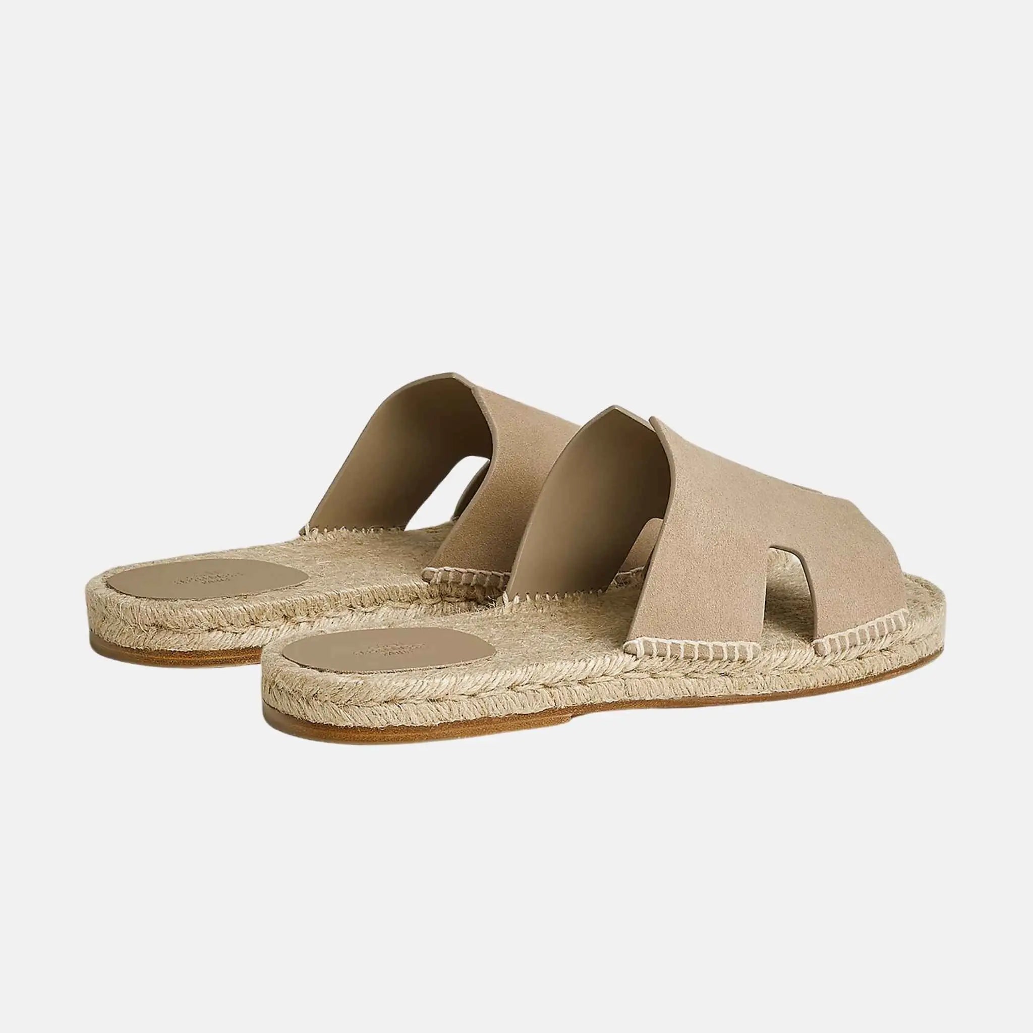 Hermes Antigua Espadrille In Suede Goatskin, Beige Sable, Back