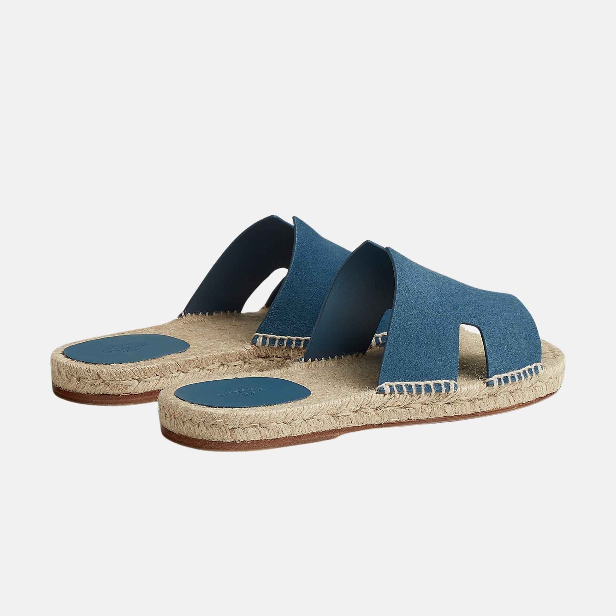 Hermès Antigua Espadrille In Suede Goatskin, Bleu Turquin, Back