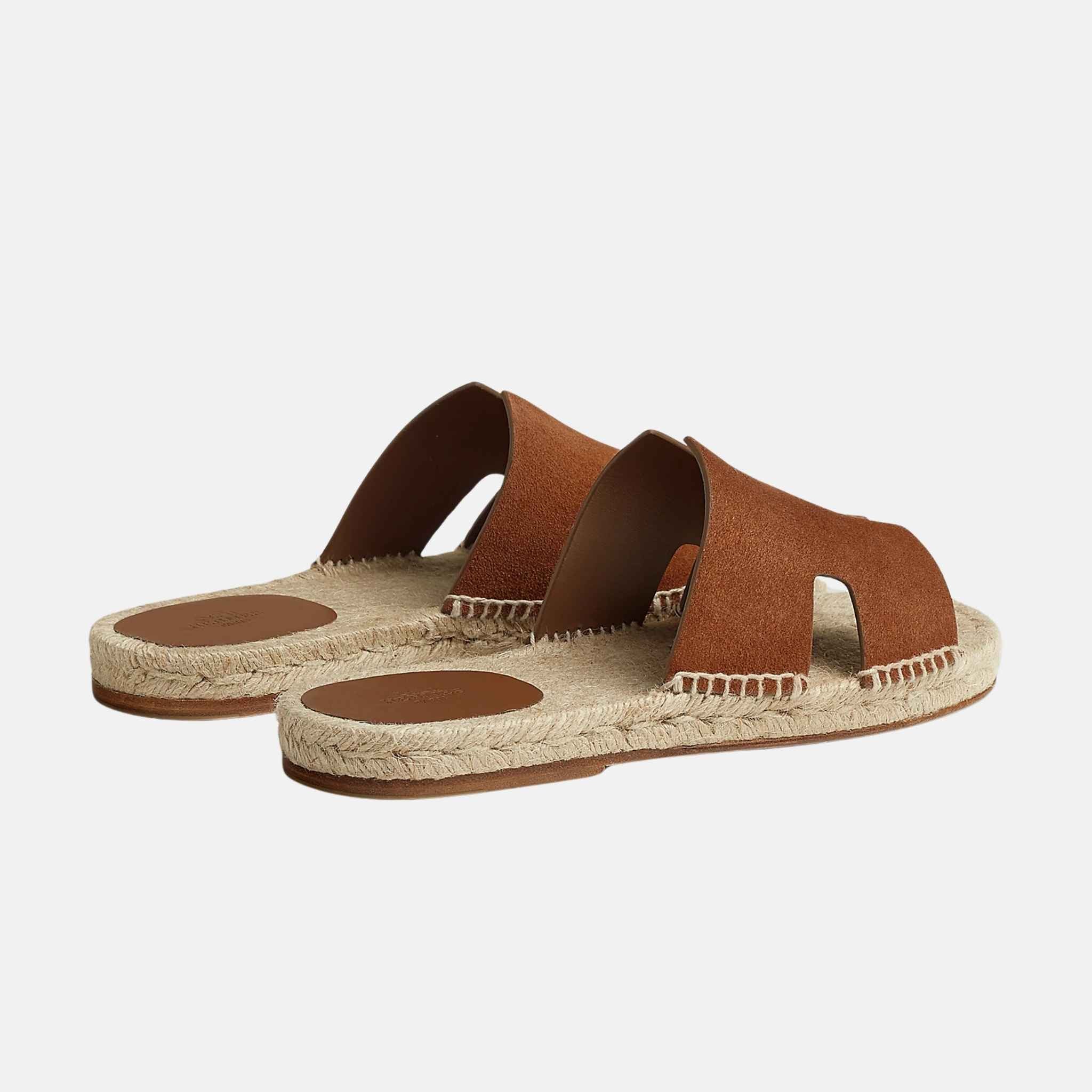 Hermès Antigua Espadrille In Suede Goatskin, Marron Teck, Back