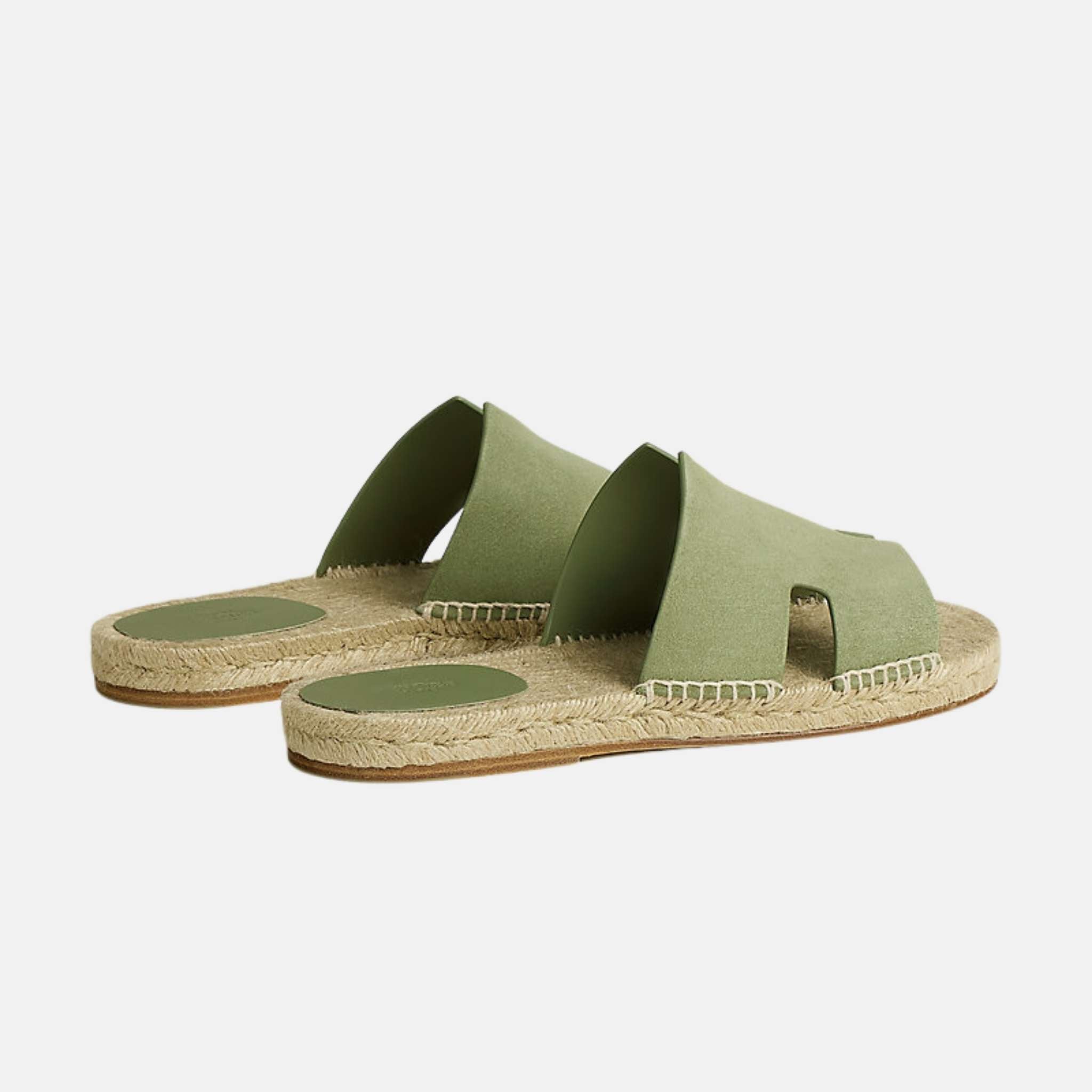 Hermes Antigua Suede Goatskin Espadrille, Vert Celadon, Back