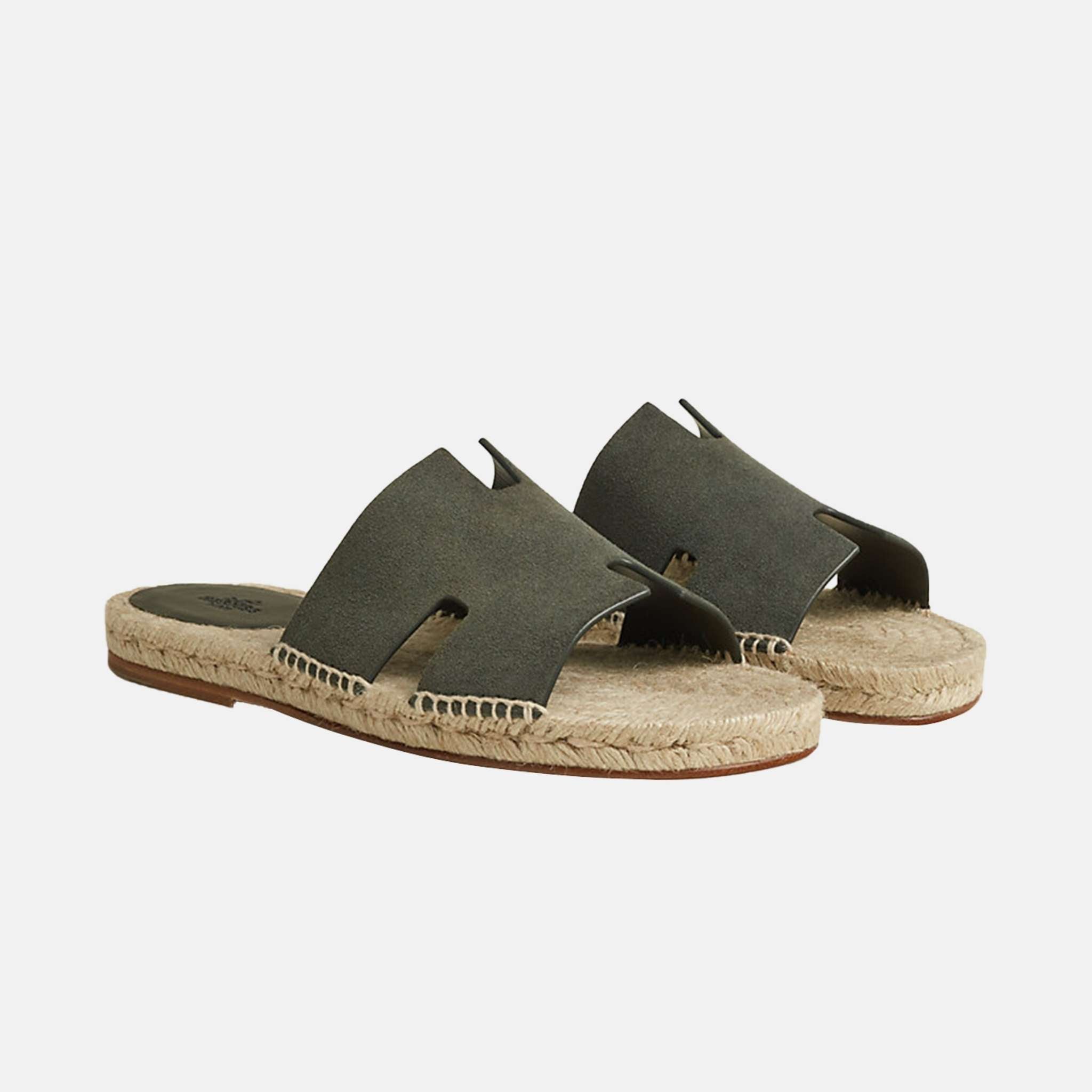 Hermes Antigua Suede Goatskin Espadrille, Vert Foret, Front
