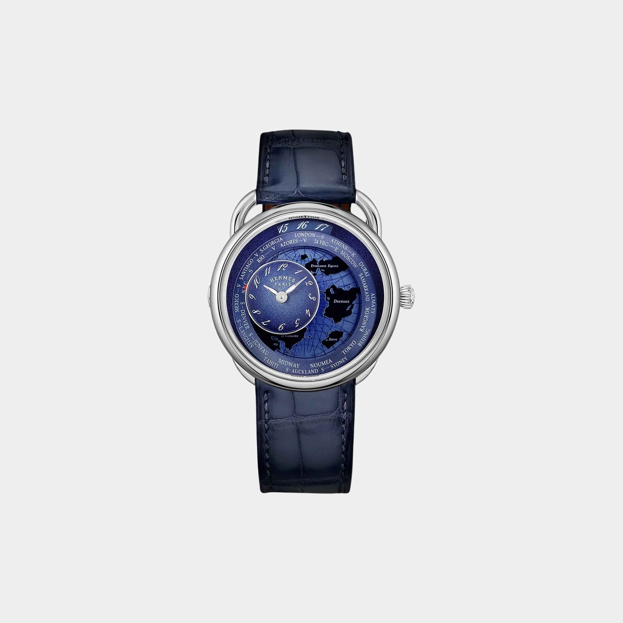 Hermes Arceau Le Temps Voyageur 38 mm Steel Watch