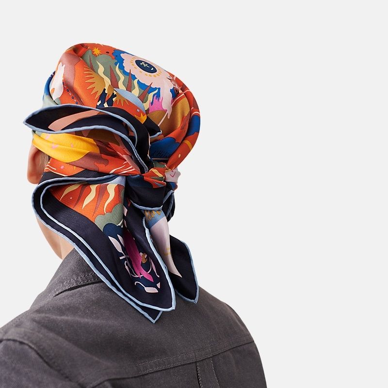 Hermes Au Royaume D Helios Scarf 70, Orange, Model