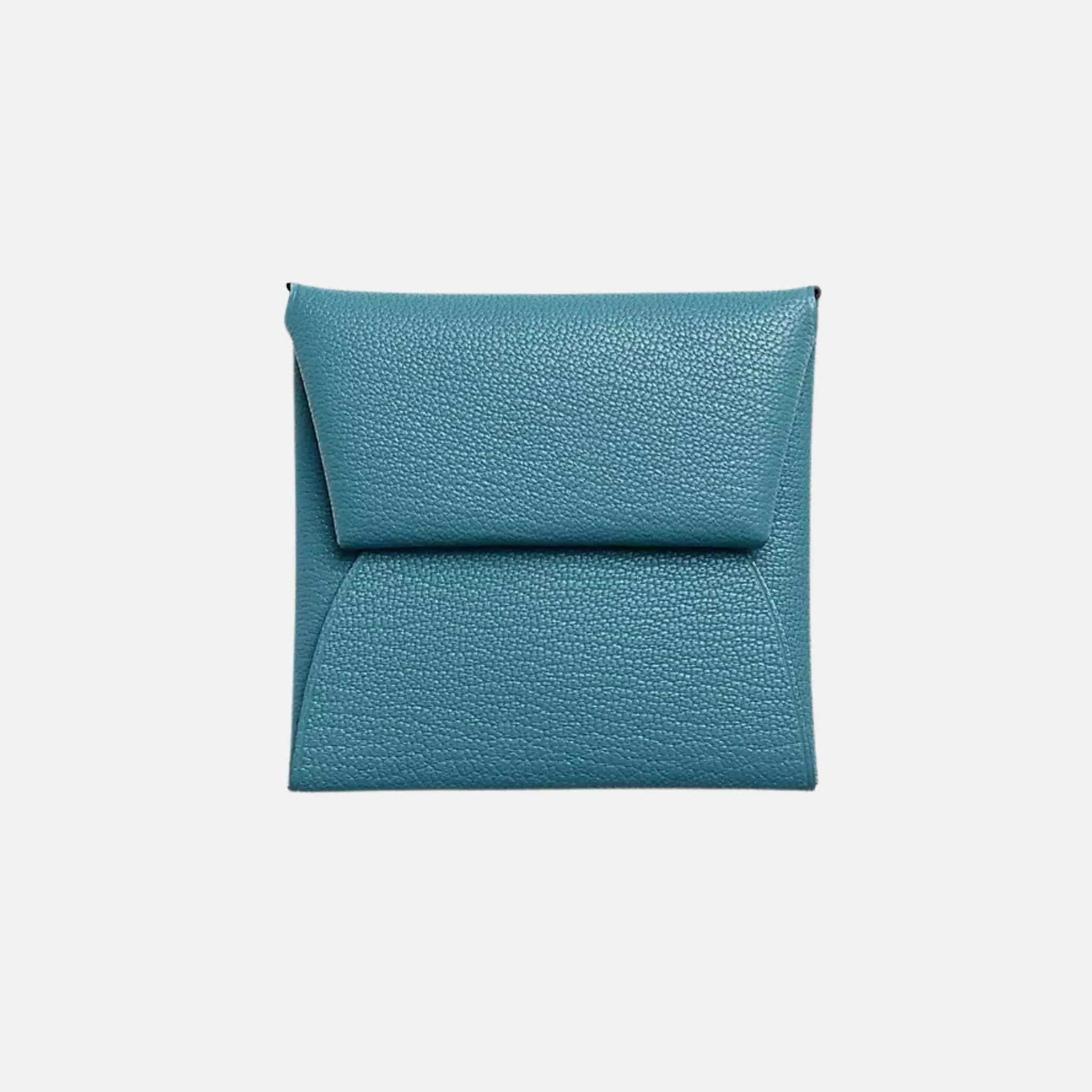 Hermes Bastia Purse Mysore Goatskin , Bleu Jean/ Havana, Front