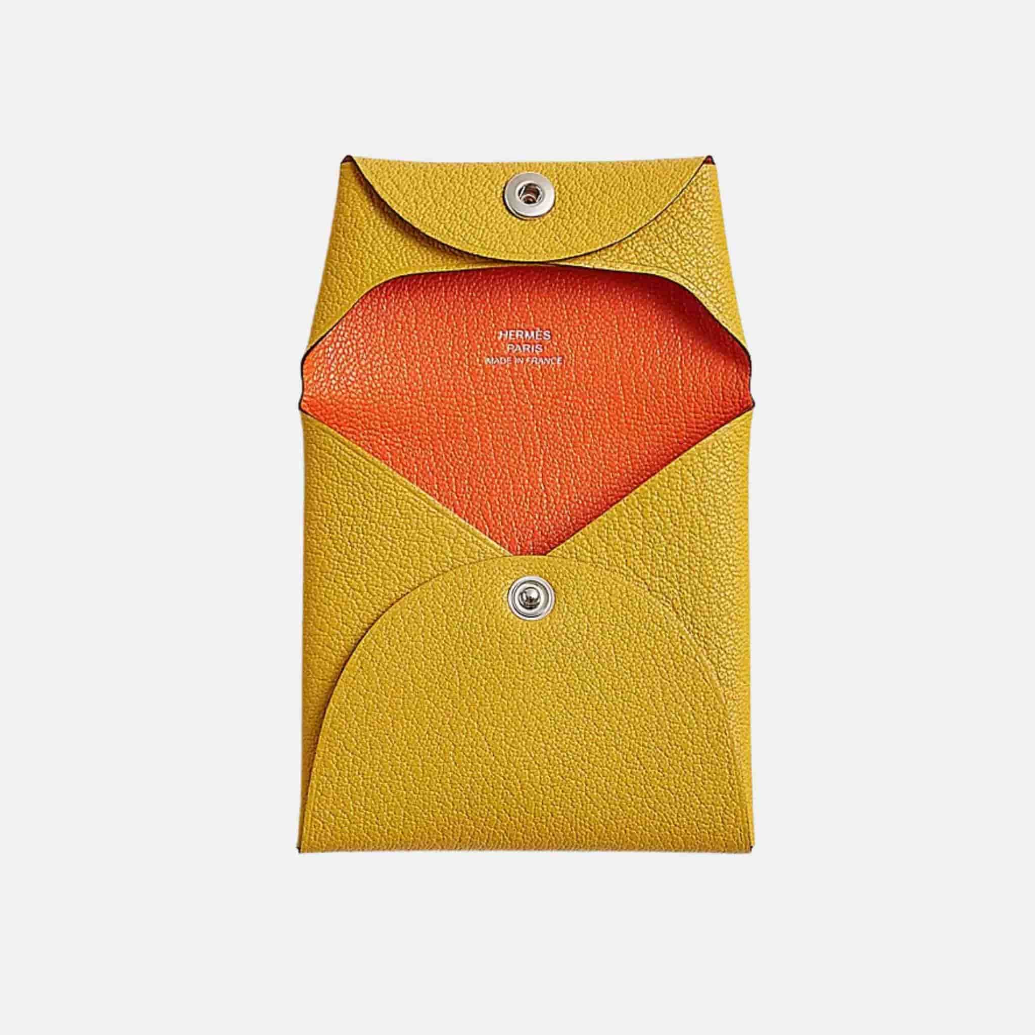 Hermes Bastia Purse Mysore Goatskin , Cumin/Orange minium, Front