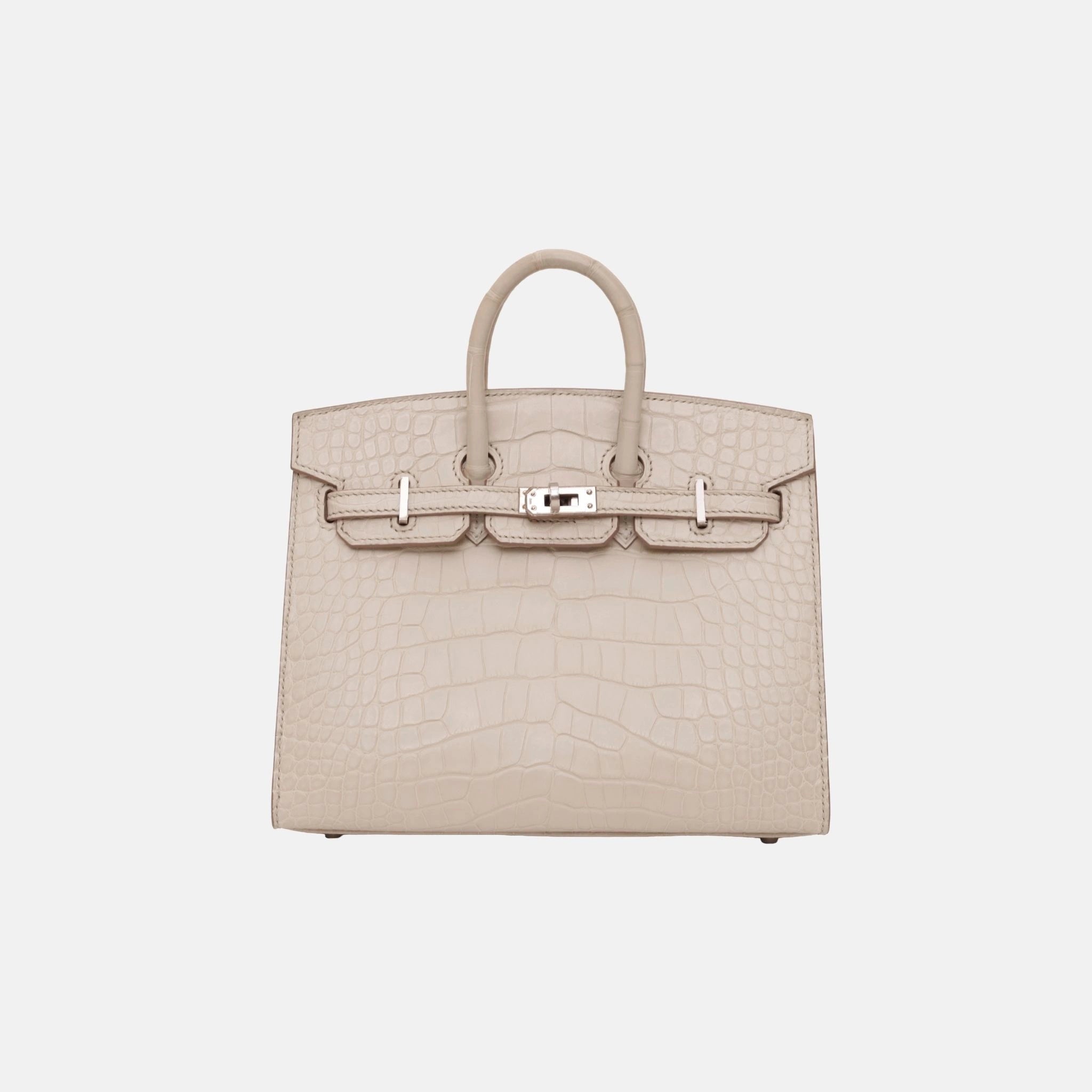 Hermes Birkin 20 Beton Matte Alligator PHW, Front