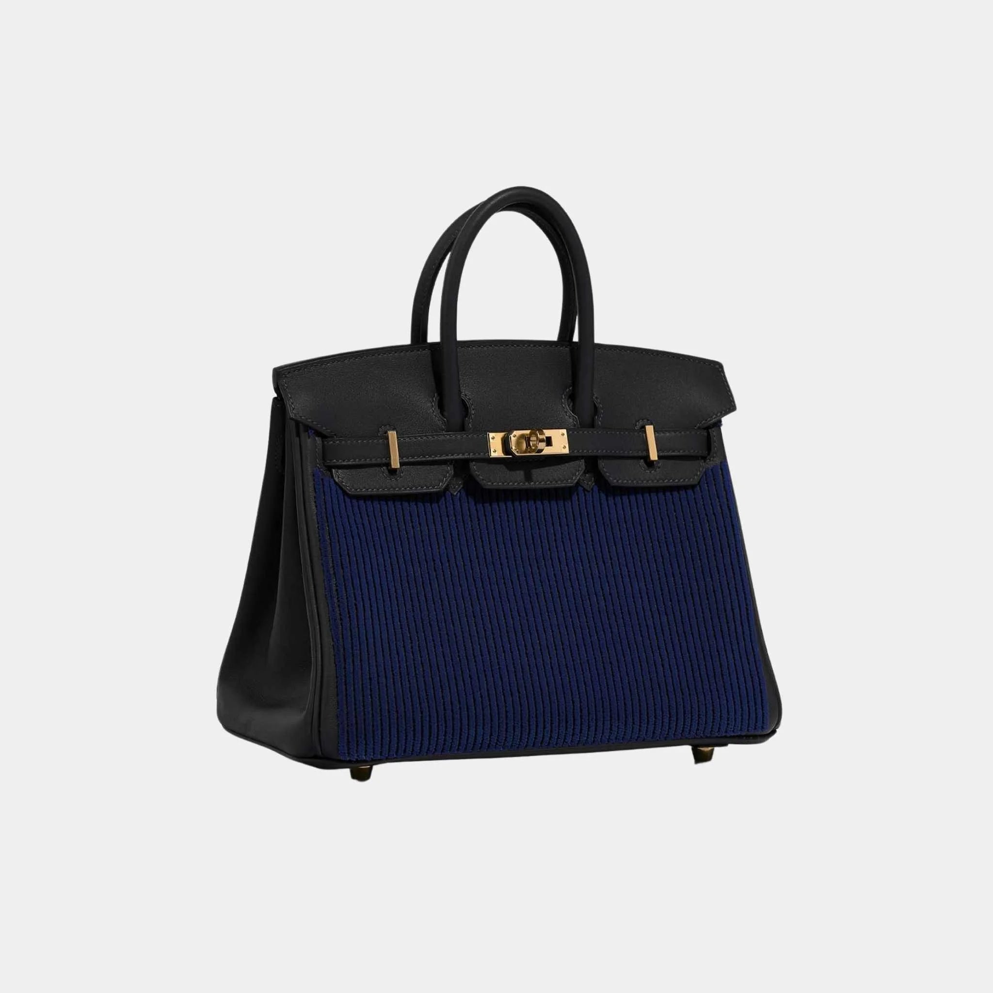 Hermes Birkin 25 Cote a Cote Tuffetage Swift Caban Bleu Saphir, Side