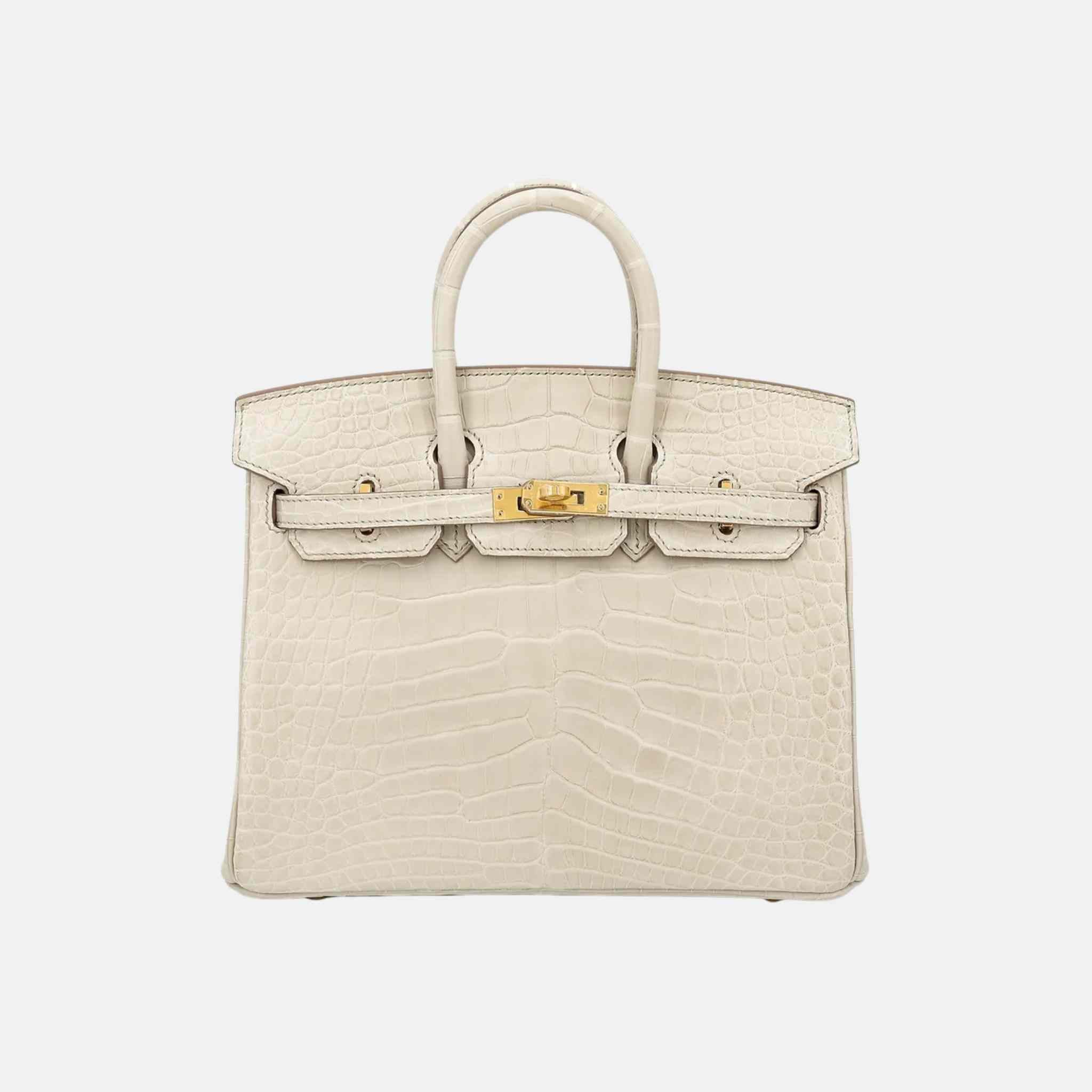 Hermes Birkin 25 Matte Alligator Beton GHW, Front