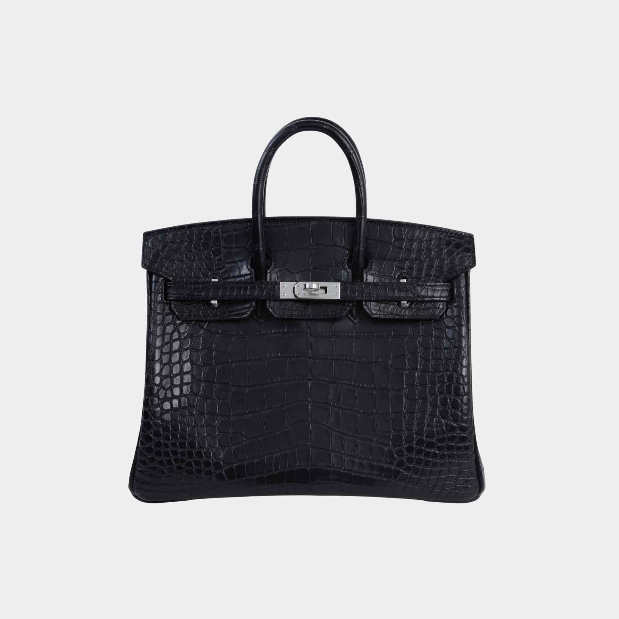 Hermes Birkin 25 Matte Alligator Black PHW, Front