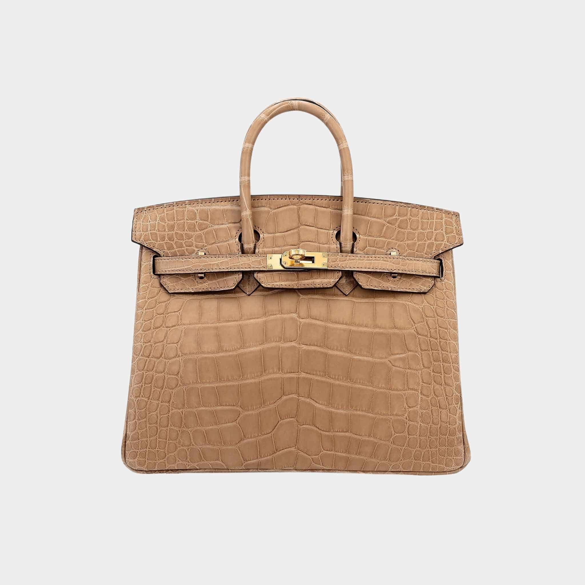 Hermes Birkin 25 Matte Alligator Chai GHW, Front