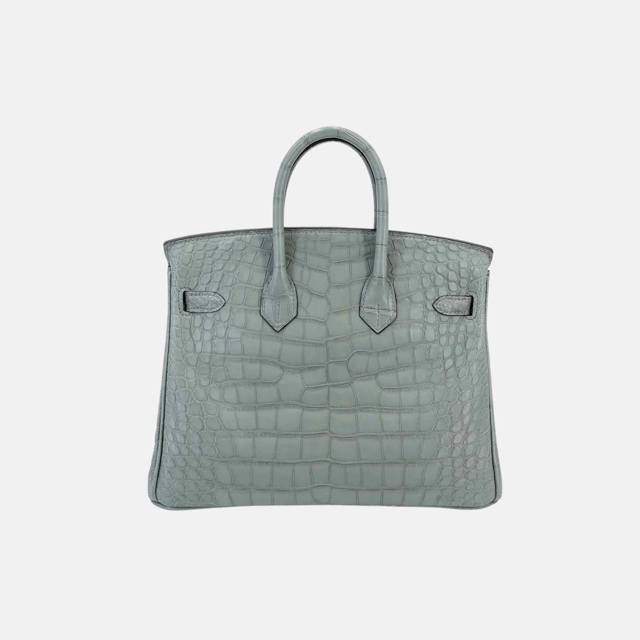 Hermes Birkin 25 Matte Alligator Gris Ciment PHW, Back